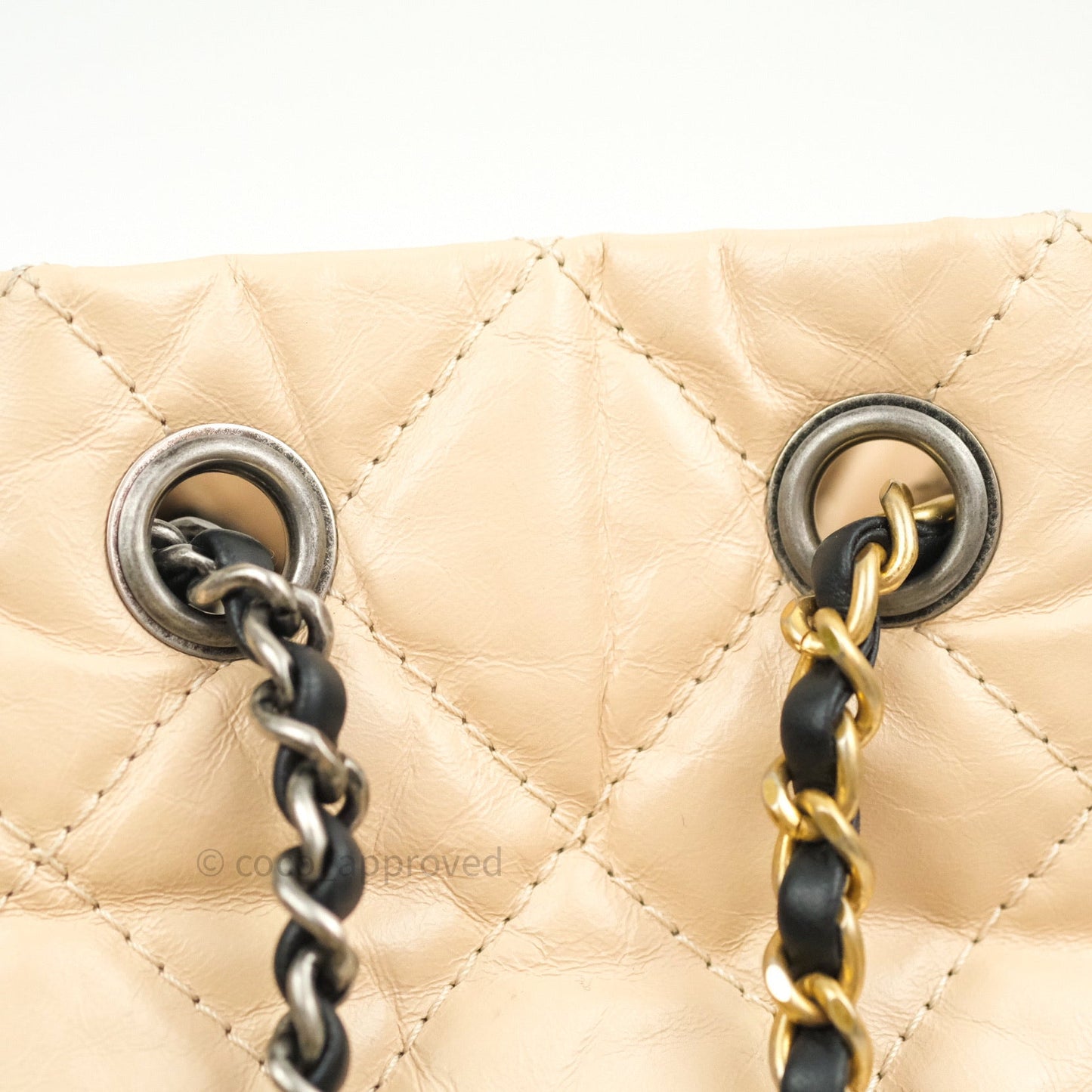 Chanel Gabrielle Backpack Black Aged Calfskin Small Beige Black