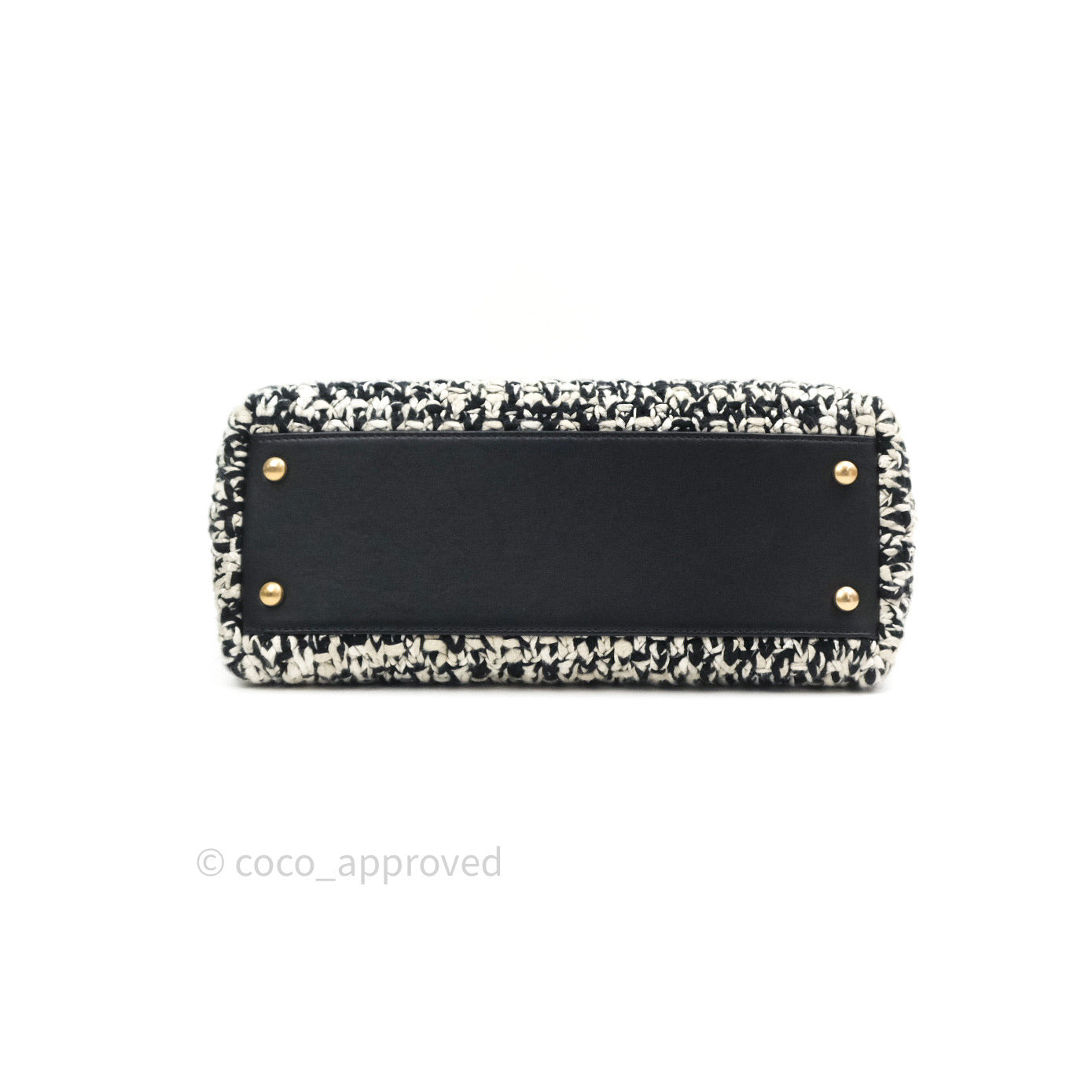 Chanel Flap Bag Tweed Black White Crochet Top Handle
