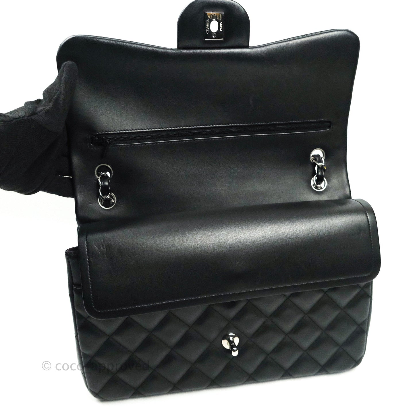 Chanel Classic Jumbo Double Flap Black Lambskin Silver Hardware⁣⁣
