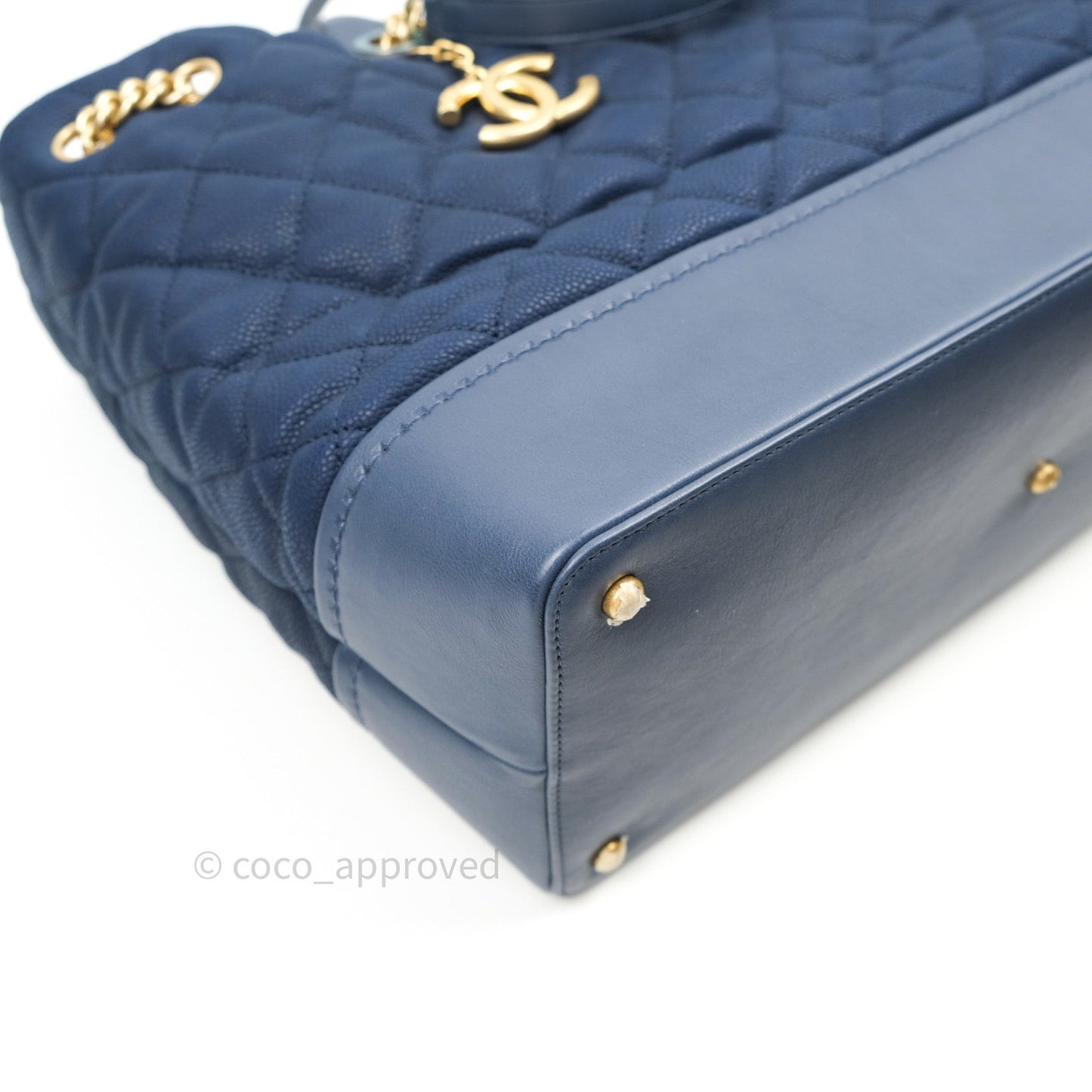 Chanel Iridescent Caviar Quilted Globe Trotter Shopping Tote Blue