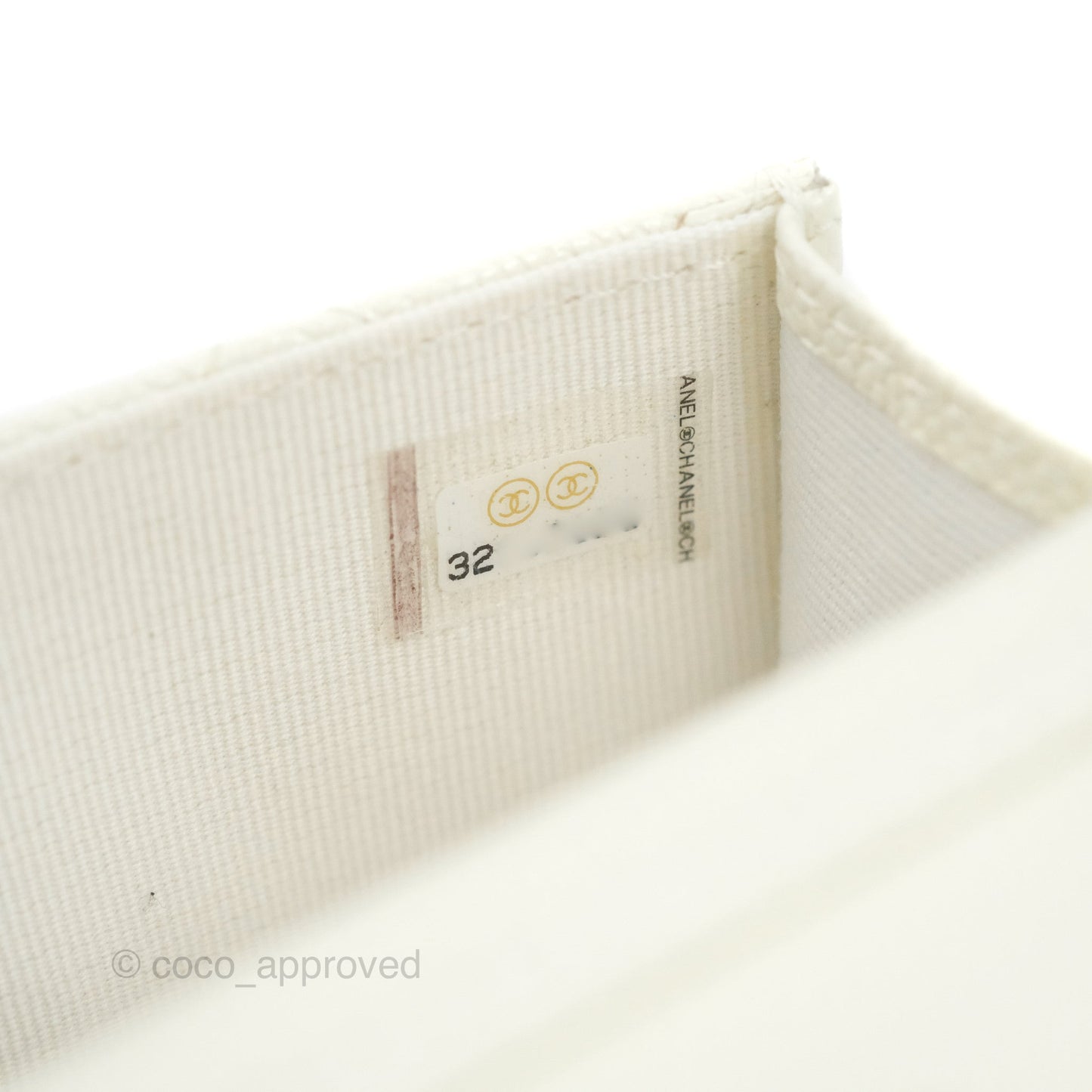 Chanel Mini Clutch With Chain White Caviar Aged Gold Hardware