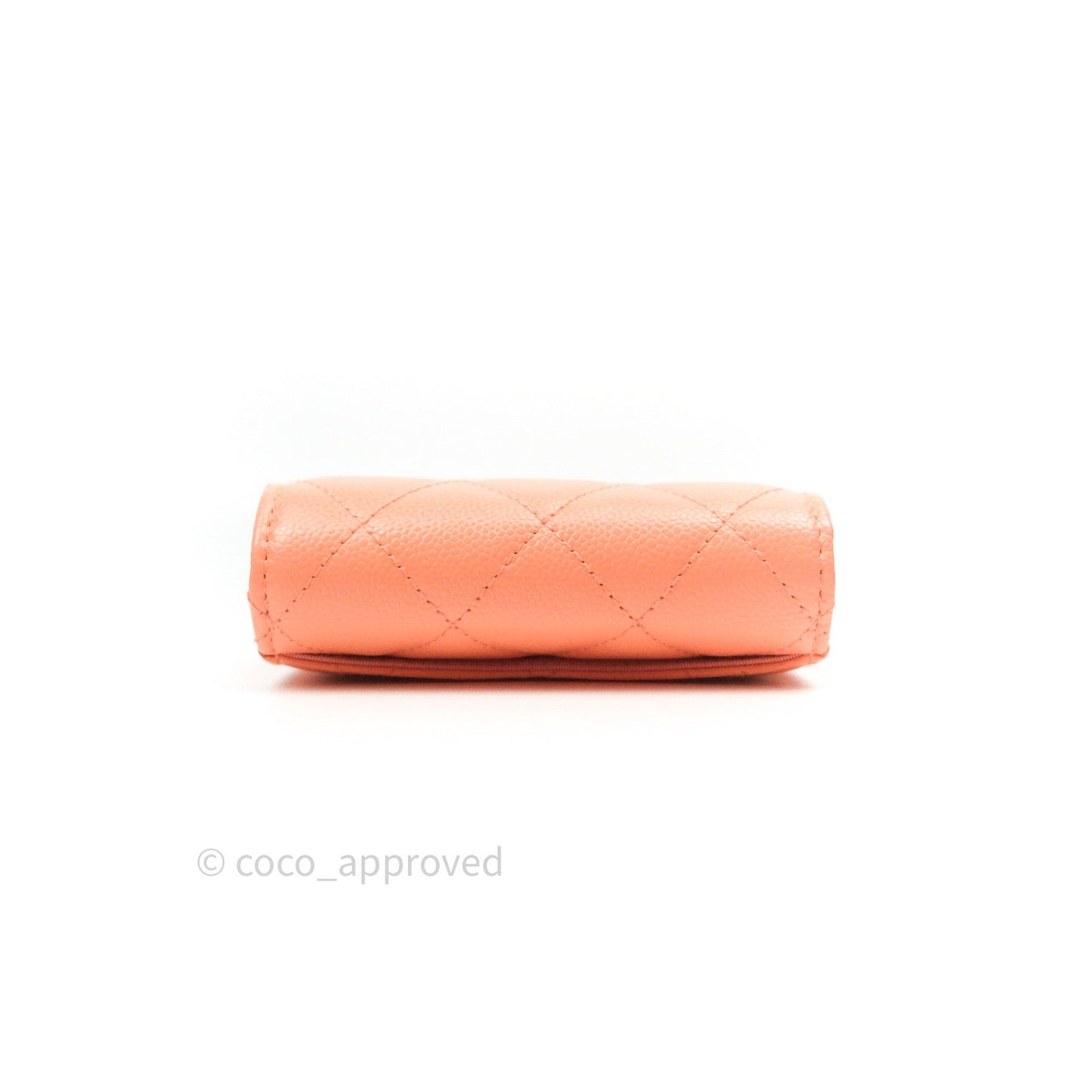 Chanel Mini Wallet With Chain Salmon Pink Caviar Silver Hardware