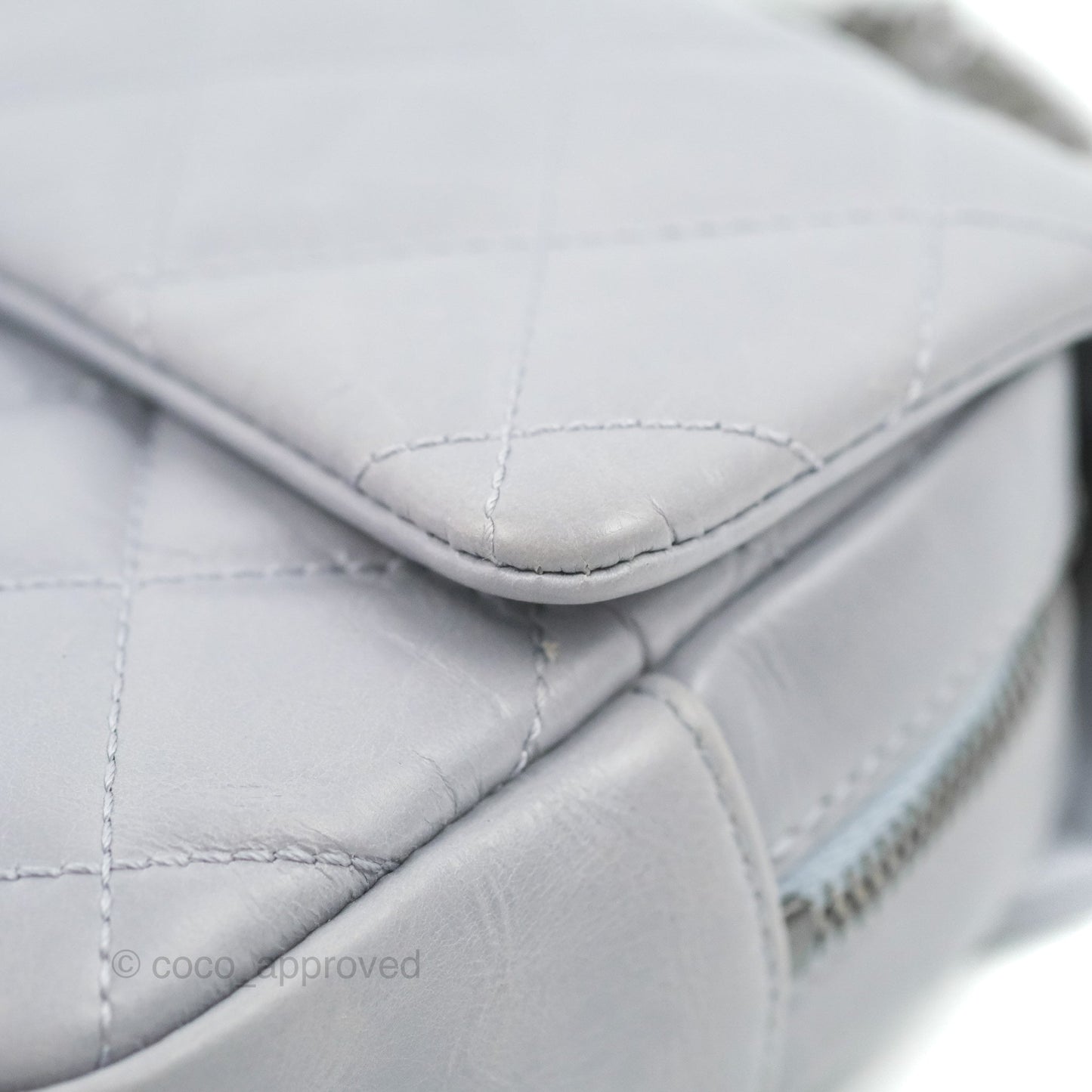 Chanel Medium Easy Flap Bag Light Grey Blue Aged Calfskin Ruthenium Hardware