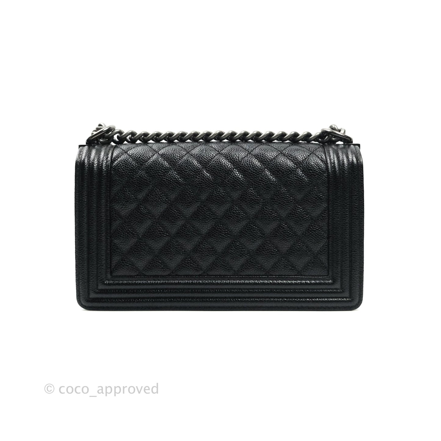 Chanel Boy Quilted Medium Black Caviar Ruthenium Hardware