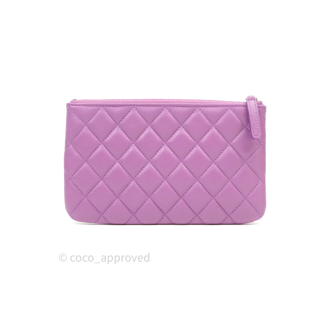 Chanel Quilted Small O Case Purple Lambskin Silver Hardware
