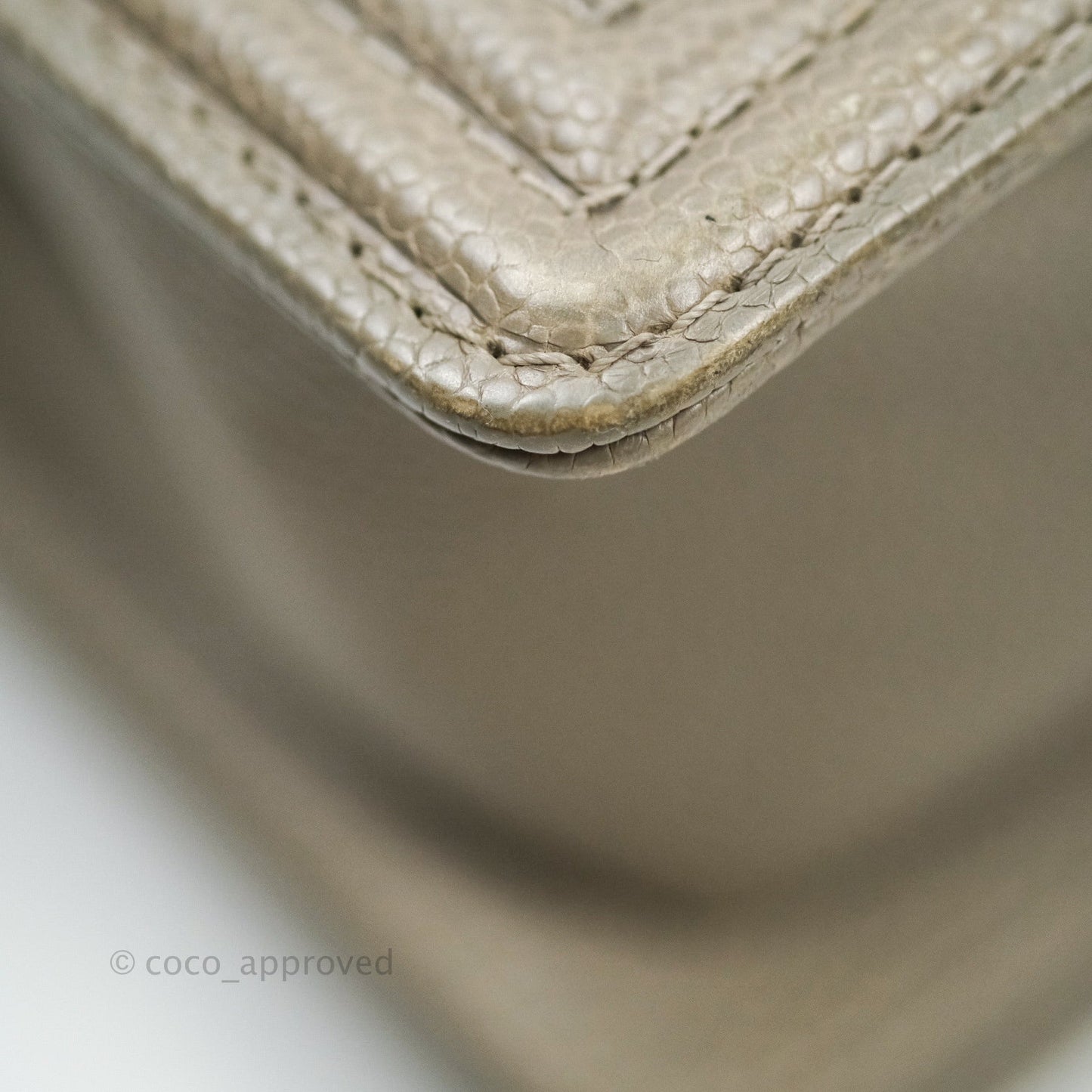 Chanel Boy Quilted Medium Taupe Grey Caviar Gold Hardware 14B