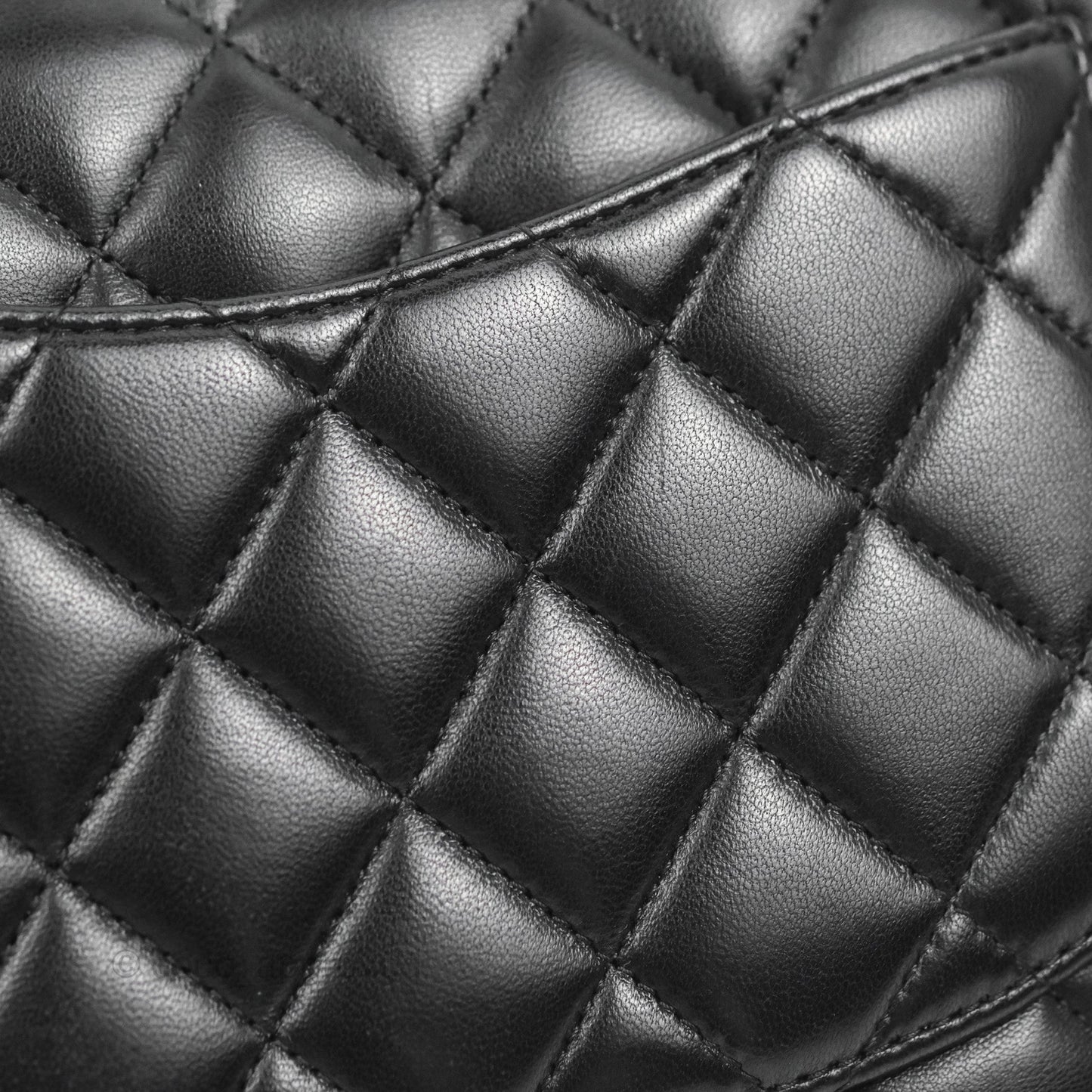 Chanel Classic M/L Medium Flap Quilted Black Lambskin Gold Hardware