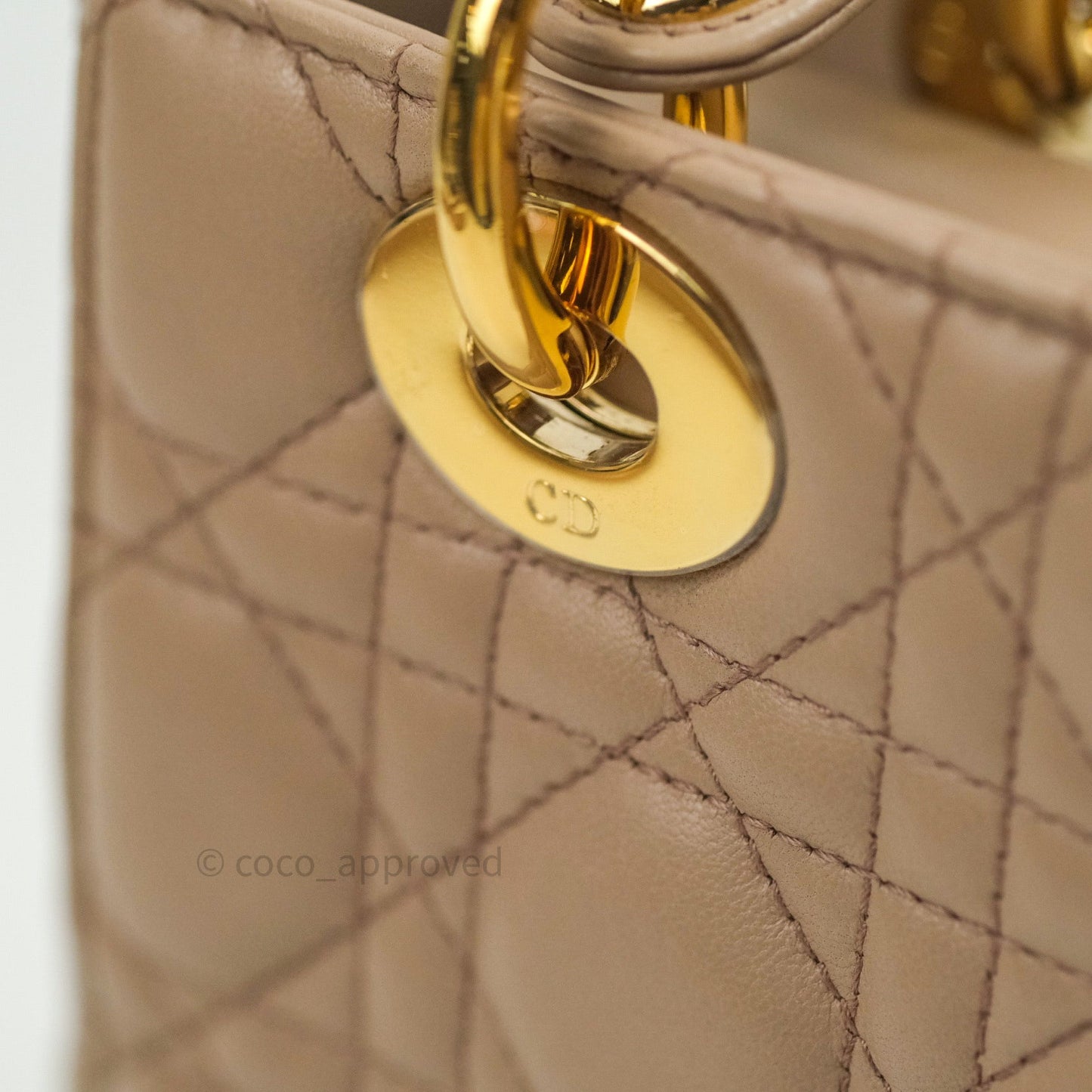 Christian Dior Lambskin My ABCDior Lady Dior Beige Gold Hardware