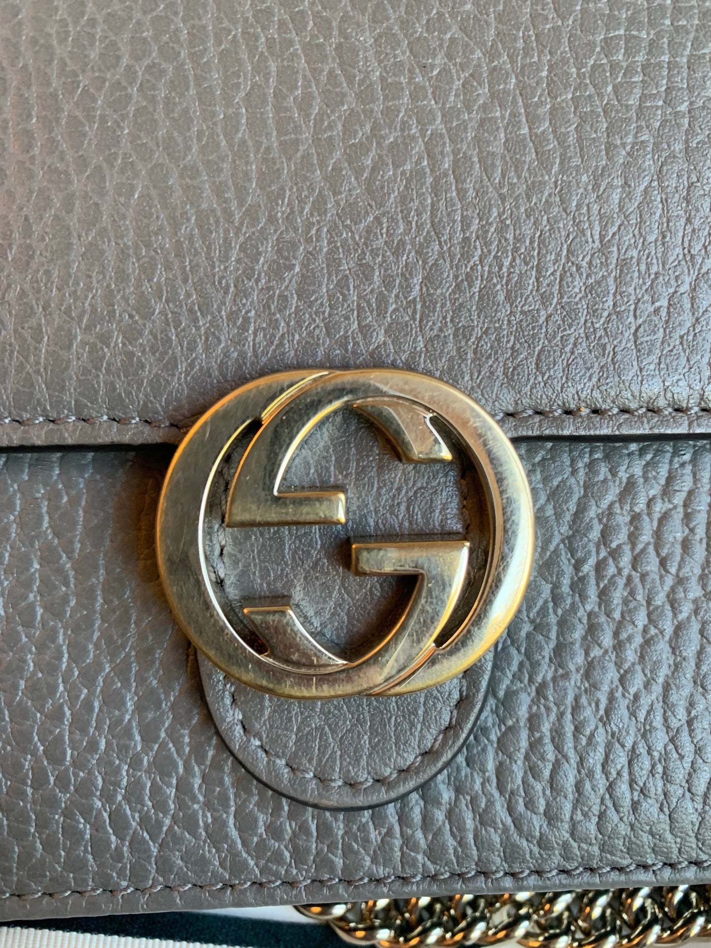 Luxury Gucci Dollar Grey Interlocking Chain Wallet