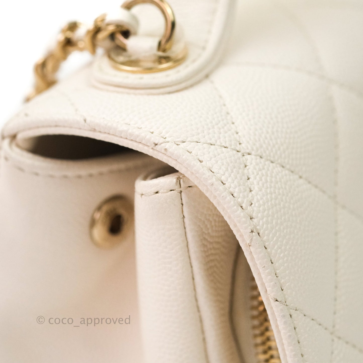 Chanel Quilted Small Business Affinity Flap Ivory Caviar Light Gold Hardware