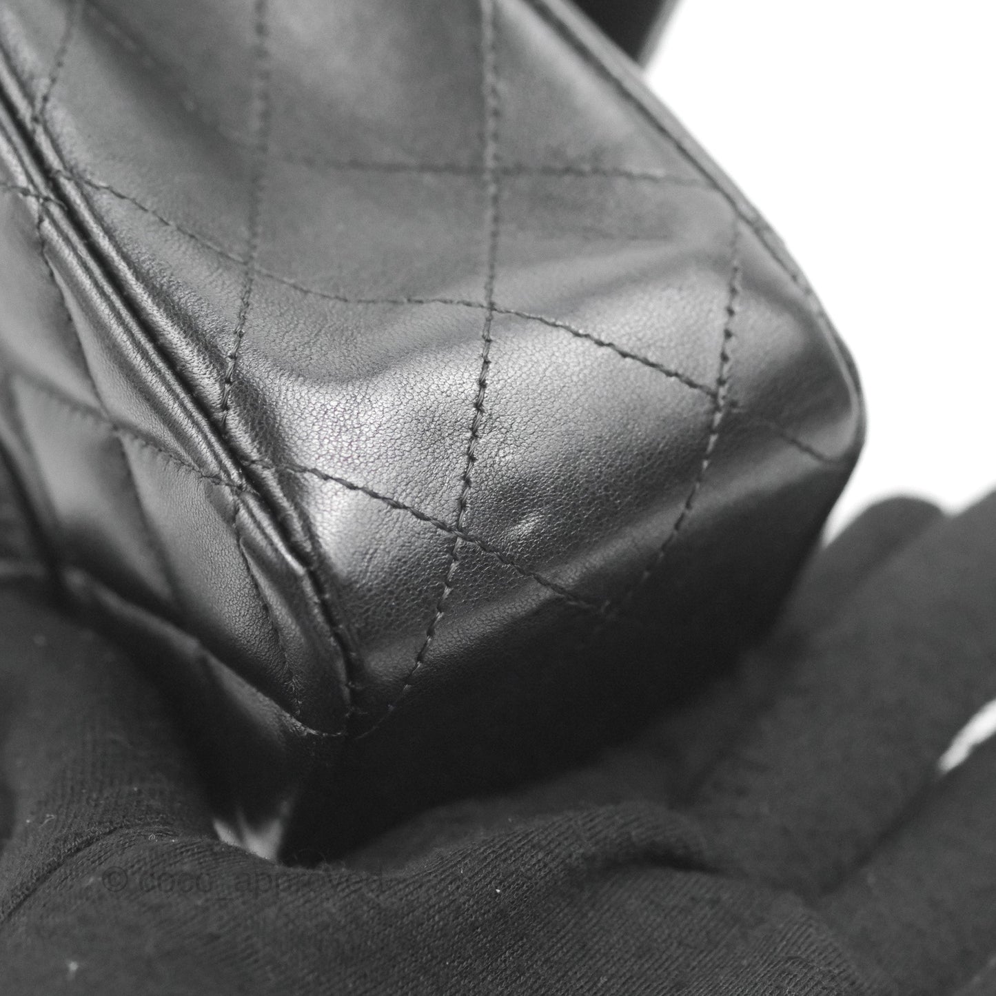 Chanel Classic M/L Medium Flap Quilted Black Lambskin Gold Hardware