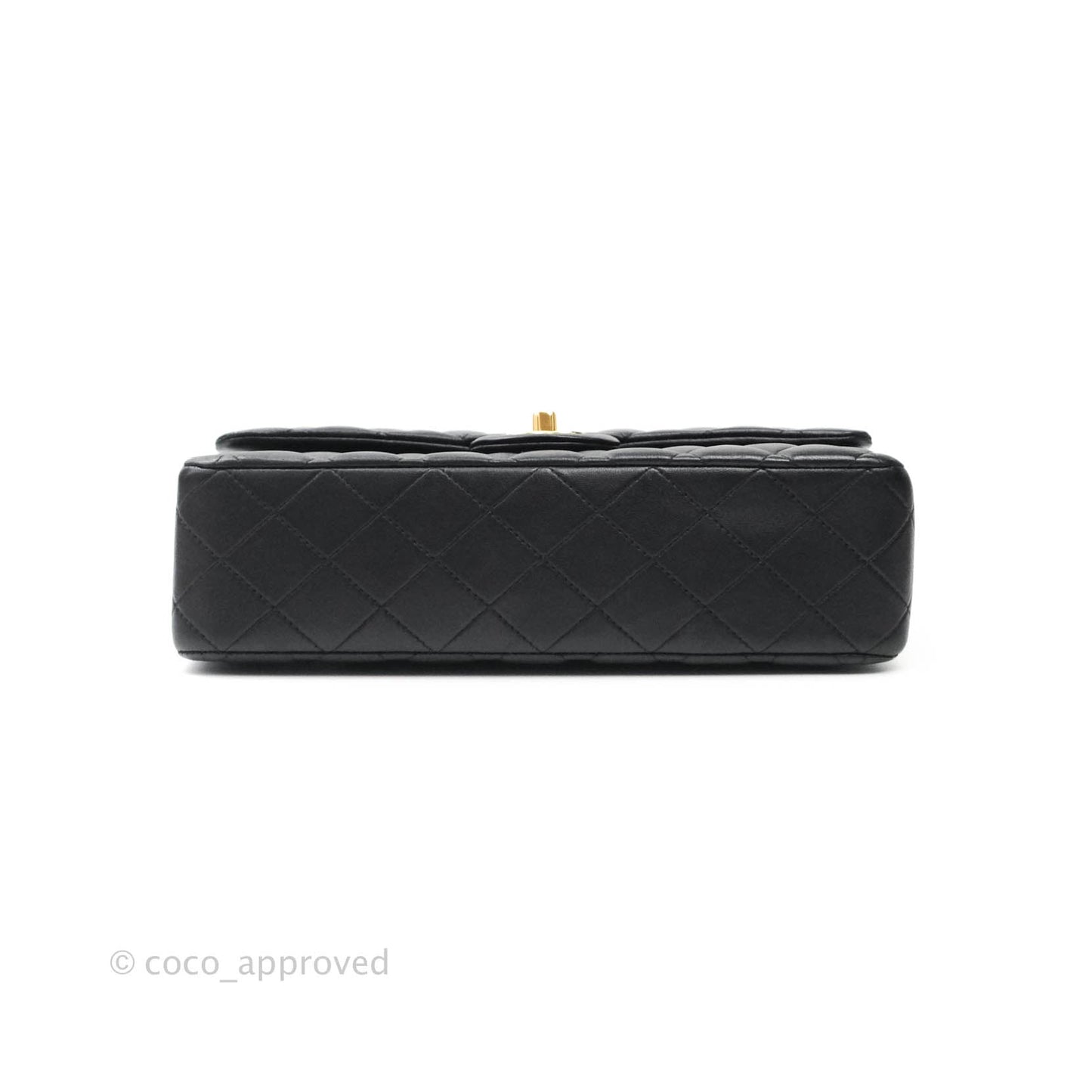 Chanel Classic M/L Medium Double Flap Bag Black Lambskin Gold Hardware