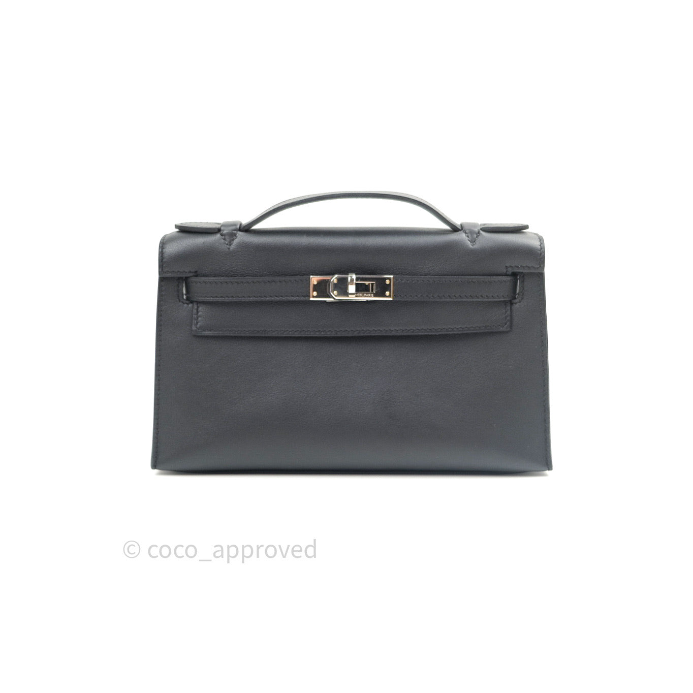 Hermès Kelly Pochette Clutch Black Swift Palladium Hardware