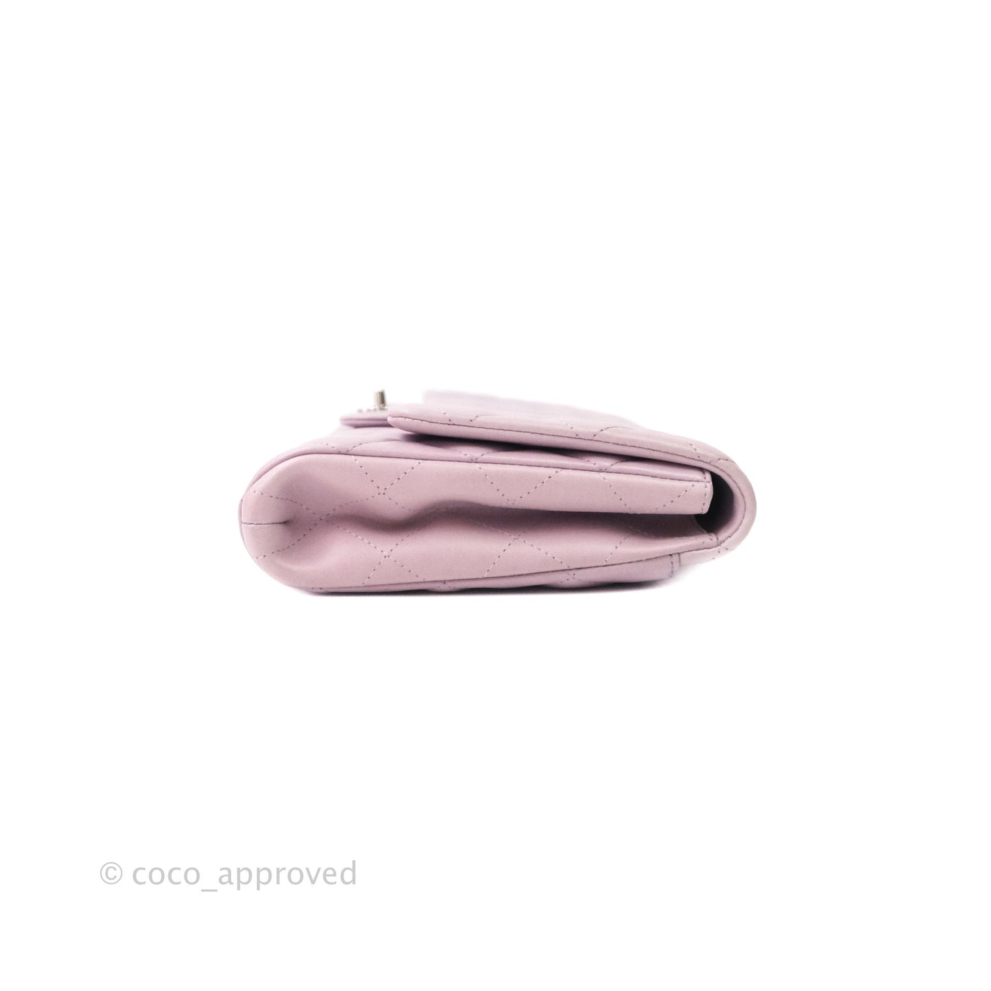 Chanel Quilted Clutch with Chain Lilac Pink Lambskin Silver Hardware