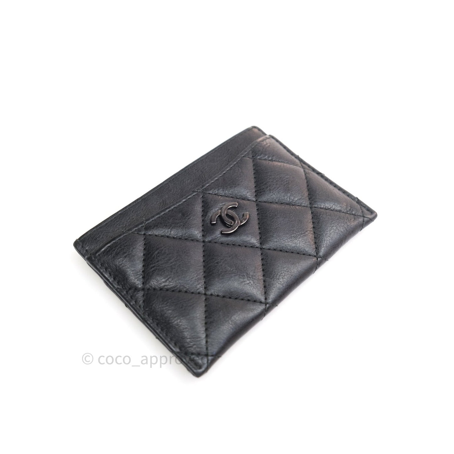 Chanel So Black Quilted Classic Calfskin Flat Card Holder