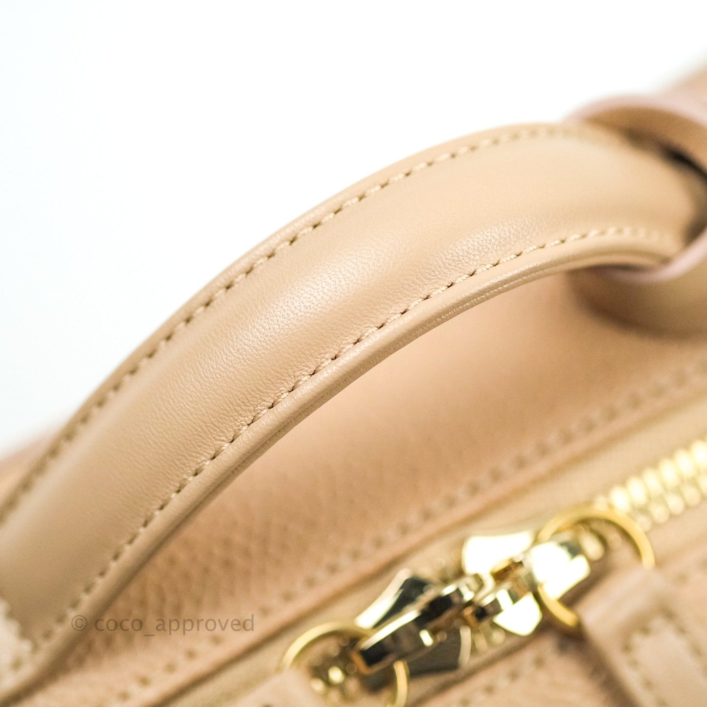 Chanel Quilted Small CC Filigree Vanity Case Beige Beige Caviar