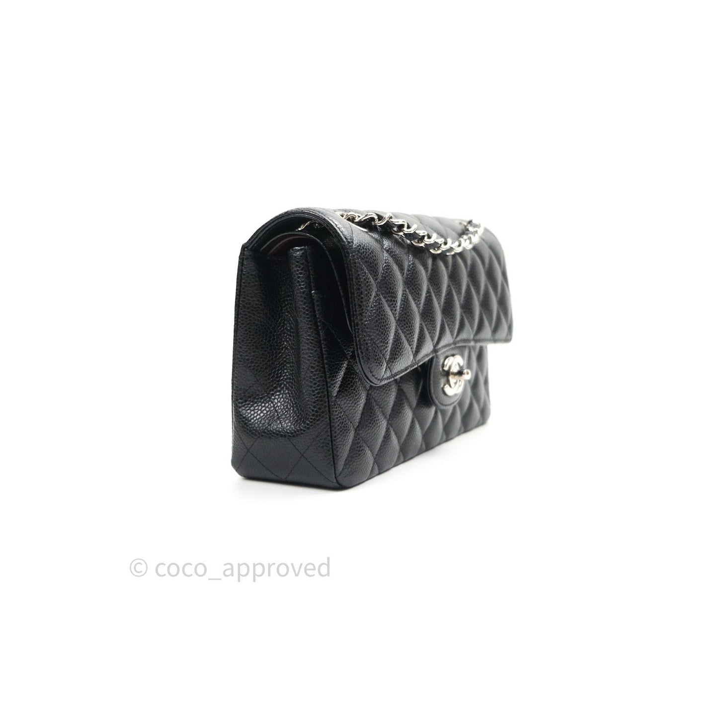 Chanel Quilted S/M Small Classic Flap Black Caviar Silver Hardware