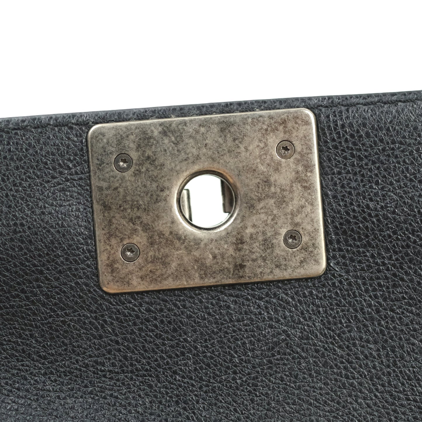 Chanel Boy Quilted Medium Black Grained Calfskin Ruthenium Hardware