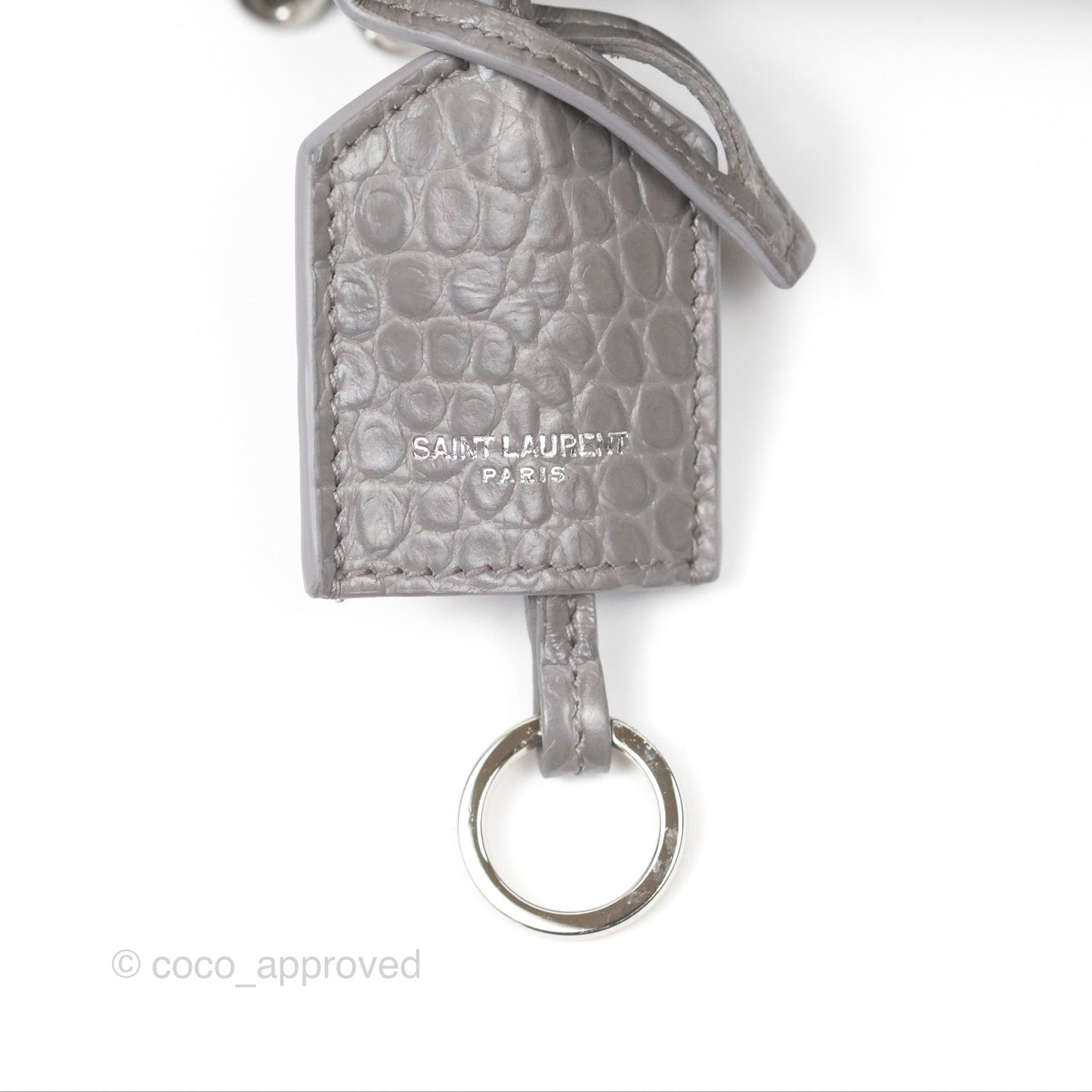 Saint Laurent Sunset Medium Grey Croc-effected Silver Hardware