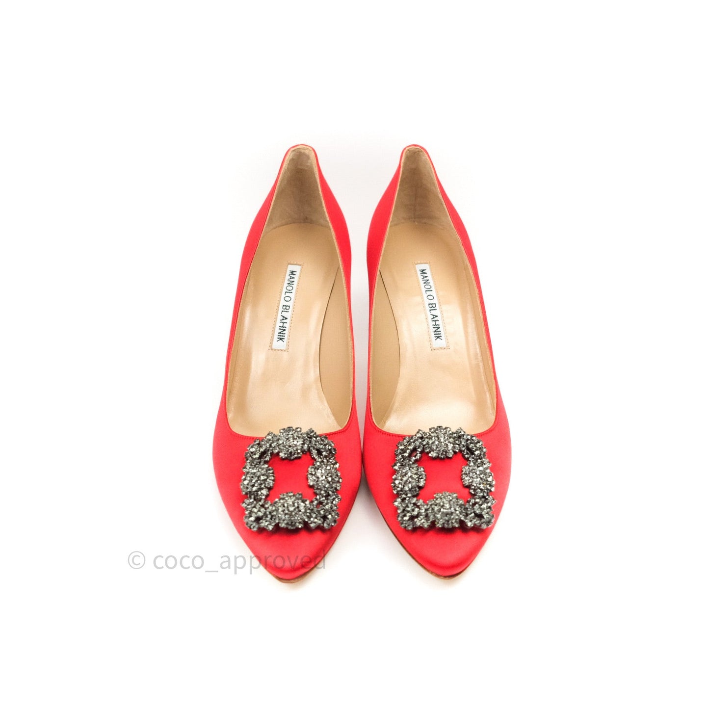 Manolo Blahnik Satin Hangisi Bred Satin Red 70 Pumps 38