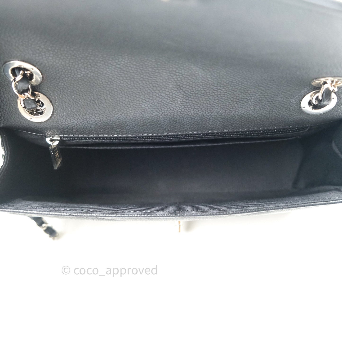 Chanel Medium Chevron Grained Calfskin Black Silver Hardware
