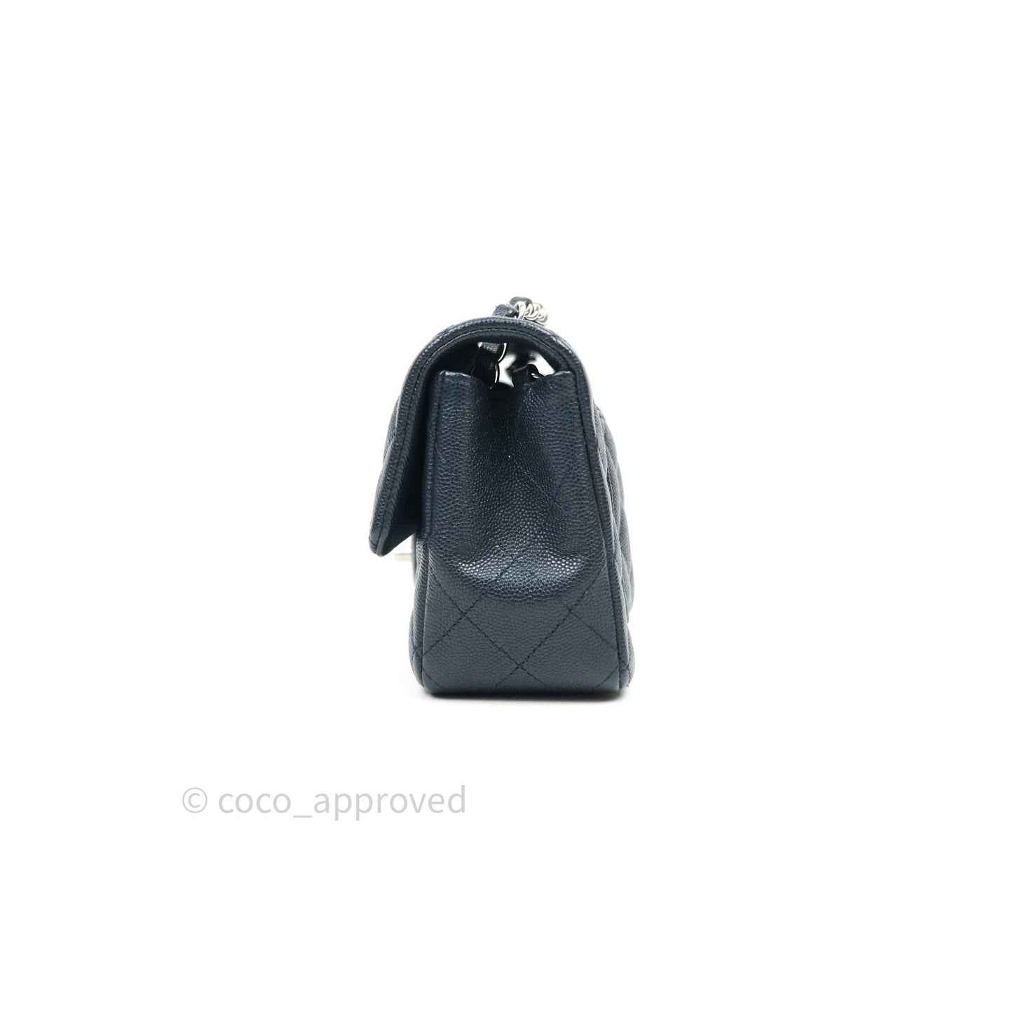 Chanel Quilted Mini Rectangular Navy Caviar Silver Hardware