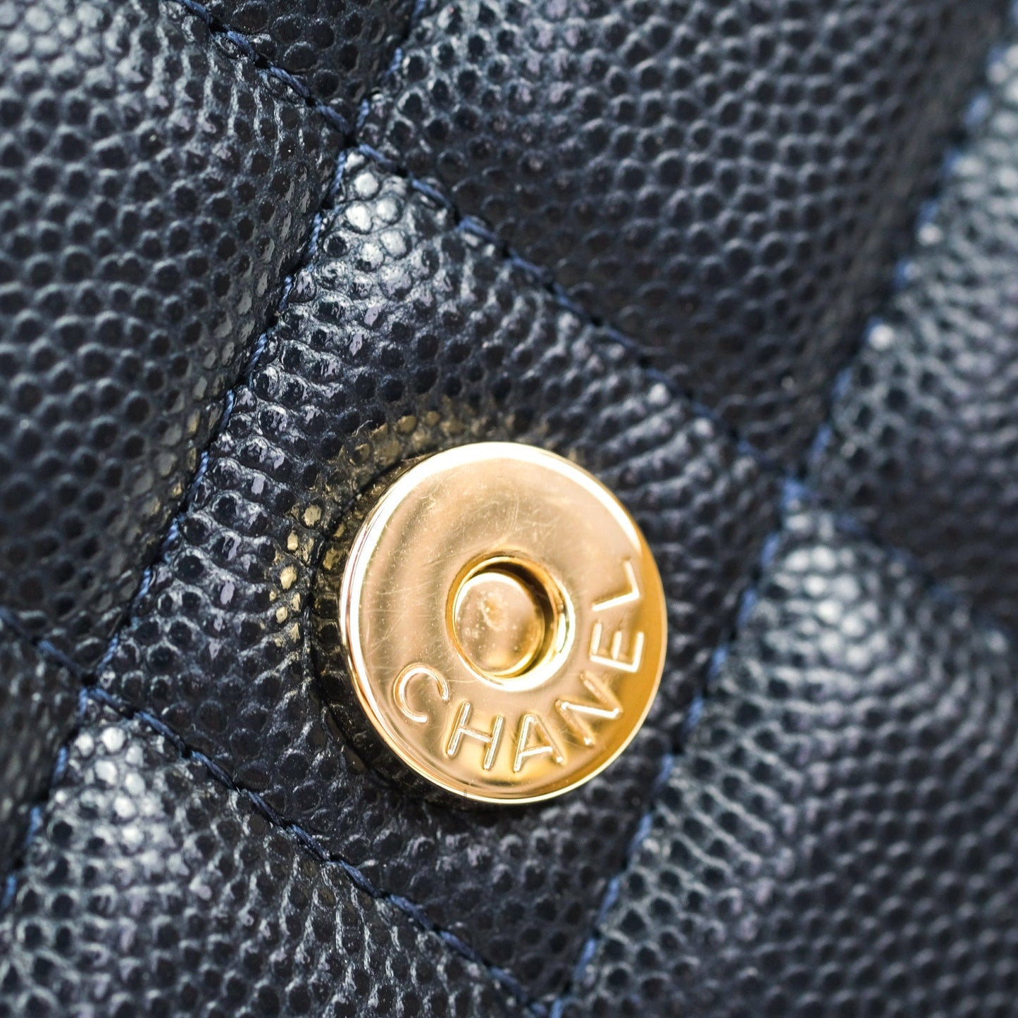 Chanel Quilted Wallet on Chain WOC Navy Caviar Gold Hardware