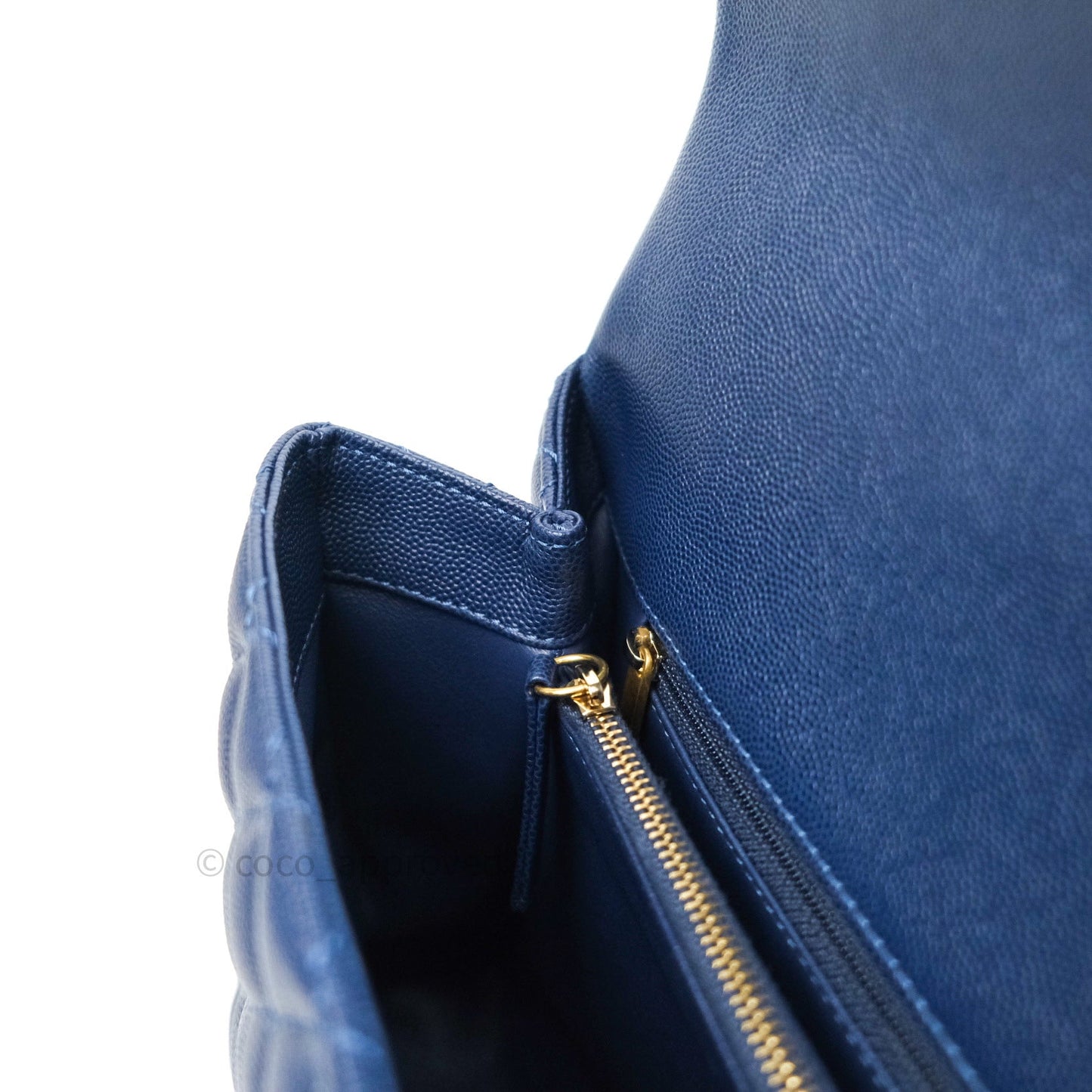 Chanel Quilted Medium Coco Handle Flap Navy Caviar Lizard Handle