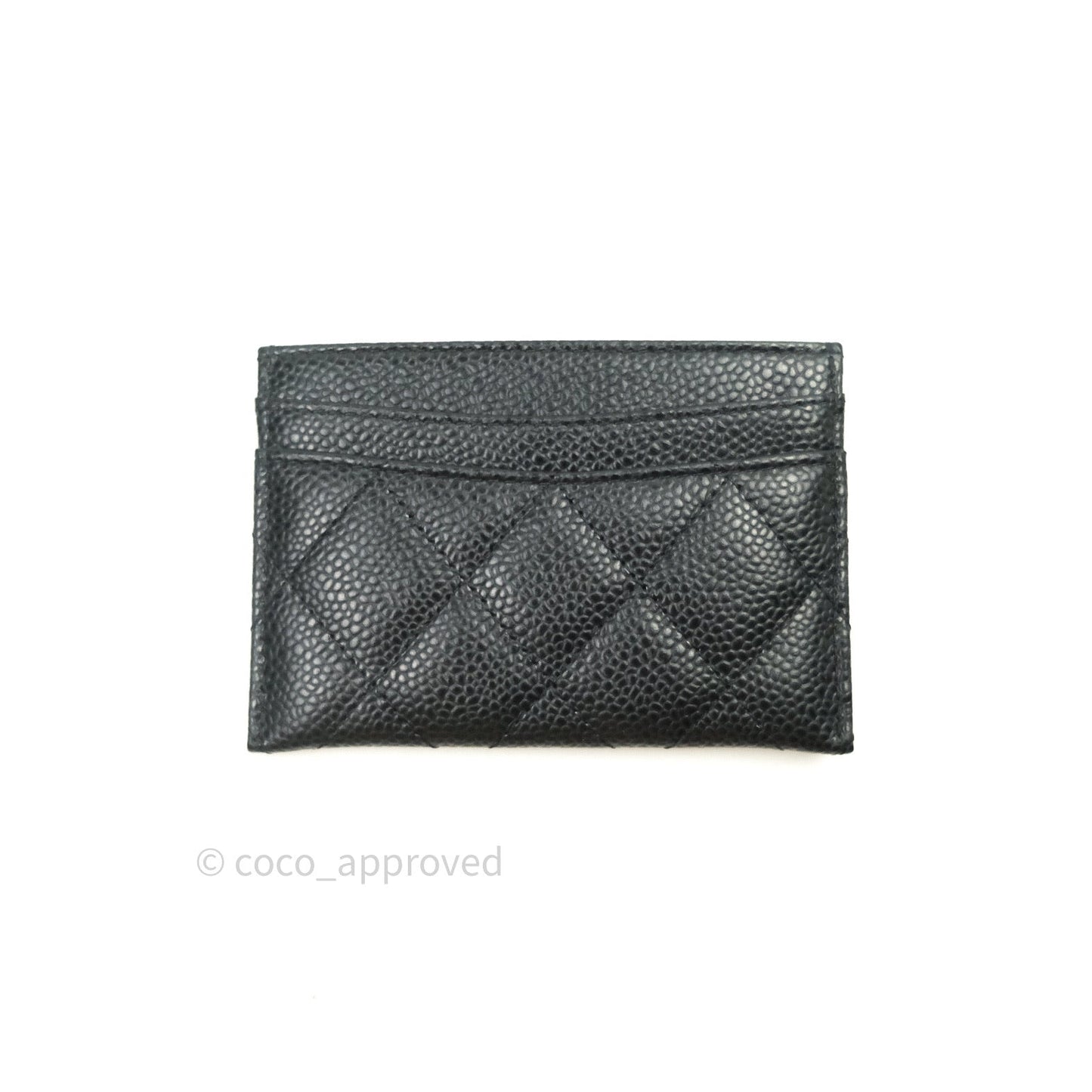 Chanel Black Classic Caviar Flat Card Holder Silver Hardware