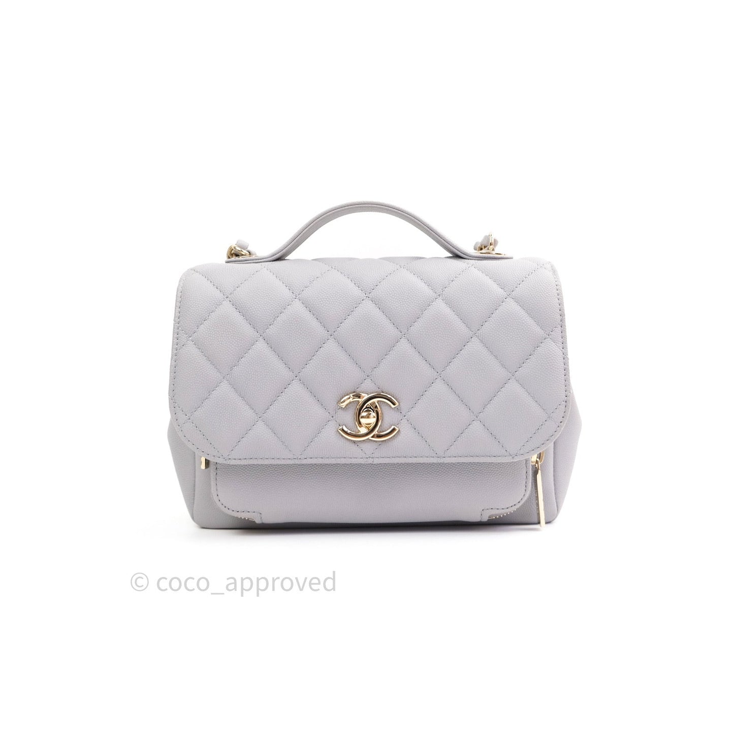 Chanel Quilted Medium Business Affinity Flap Grey Caviar Light Gold Hardware