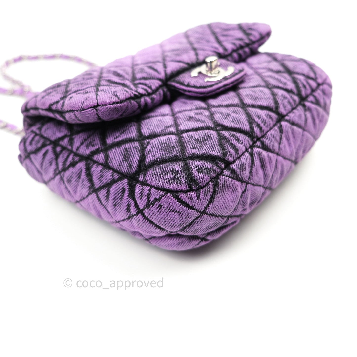 Chanel Denim Quilted Small Flap Purple Black