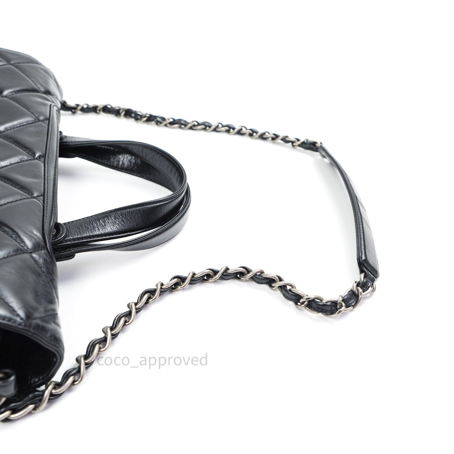 Chanel Boy Glazed Calfskin Tote Bag Black Ruthenium Hardware