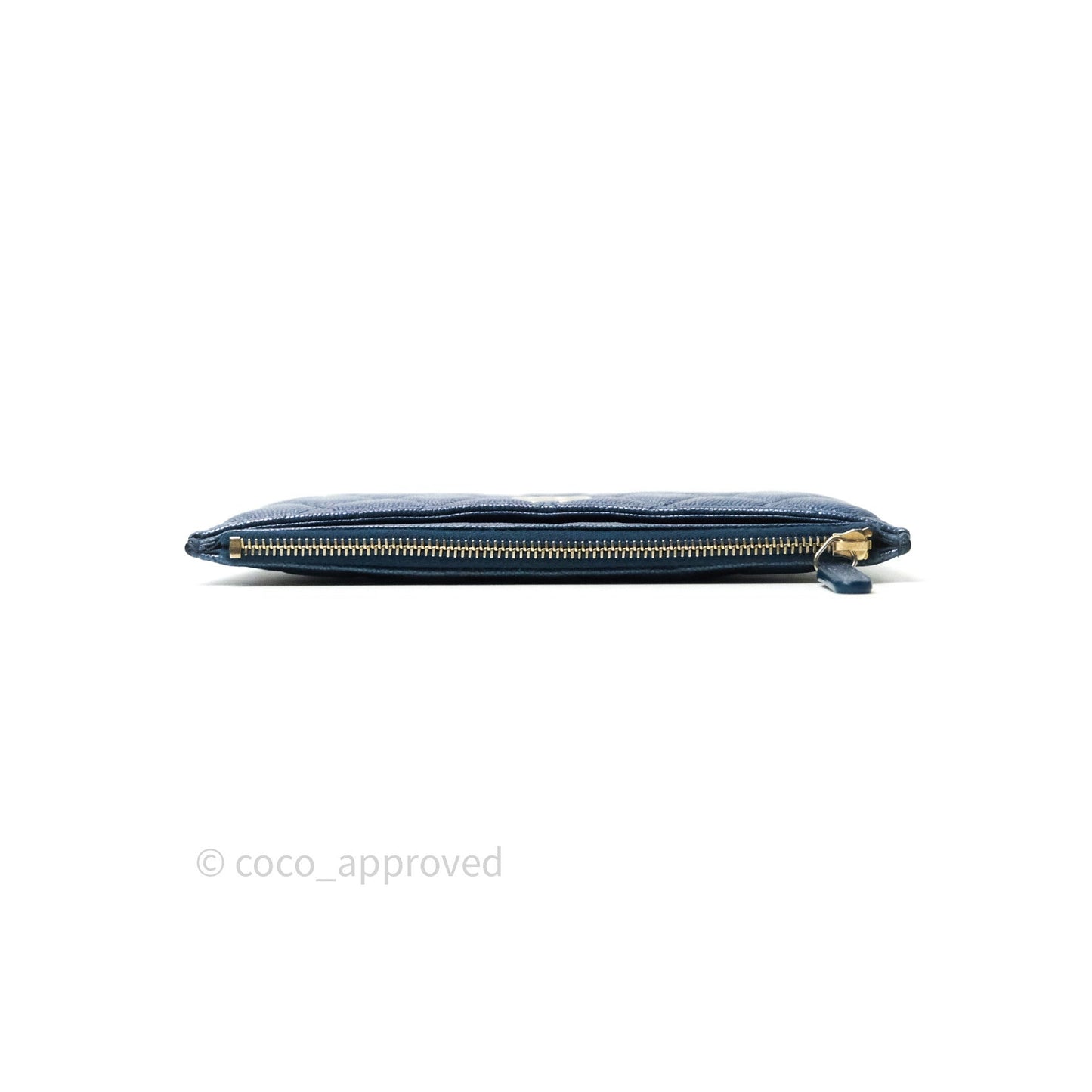 Chanel Iridescent Caviar O Case Phone Case Pouch Card Holder Blue Light Gold Hardware