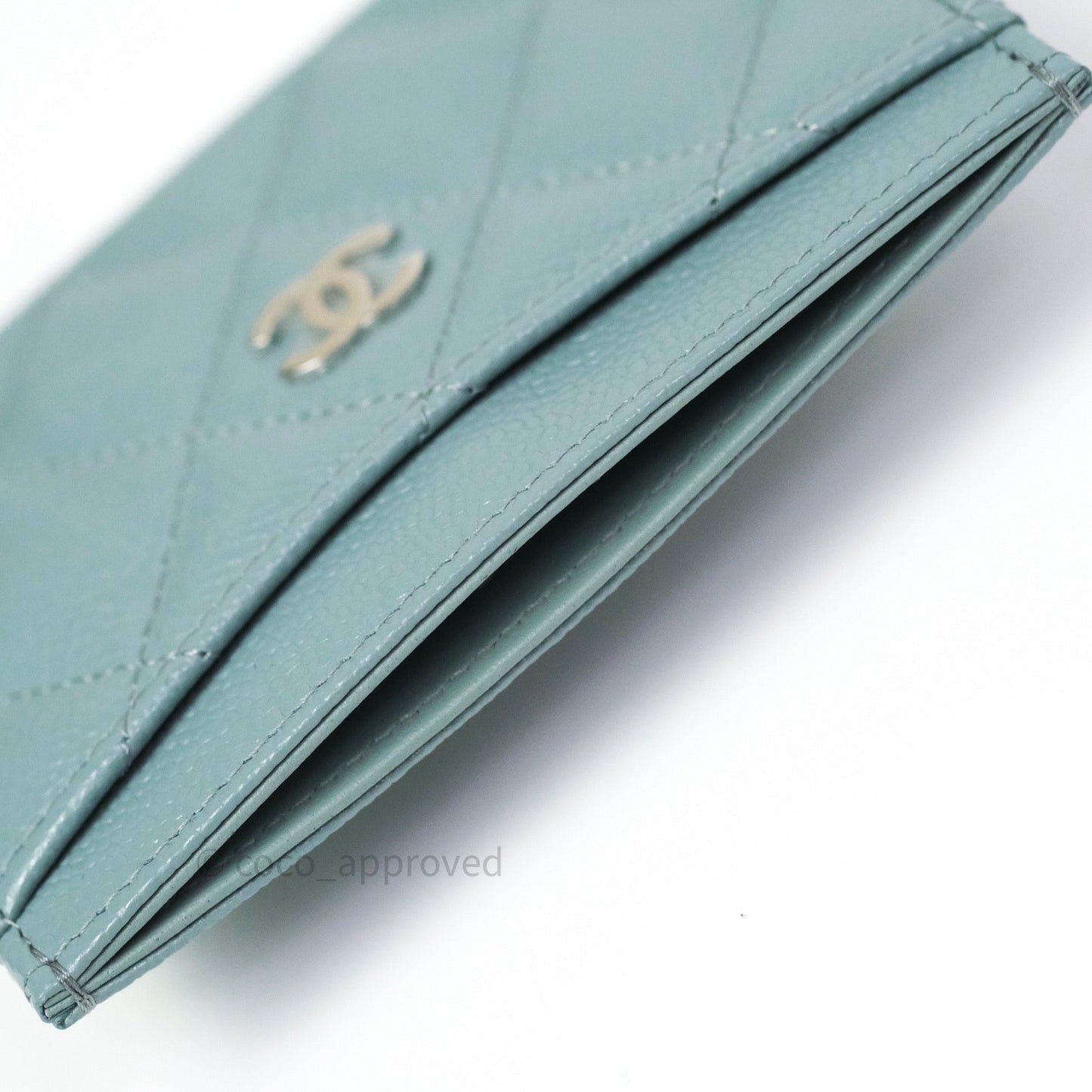 Chanel Quilted Classic Blue Caviar Silver Hardware Flat Card Holder