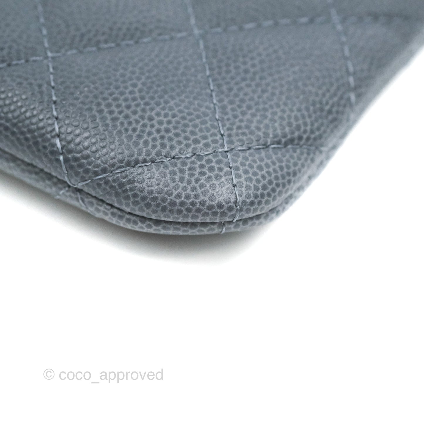 Chanel Quilted Mini O Case Dark Grey Blue Caviar Ruthenium Hardware