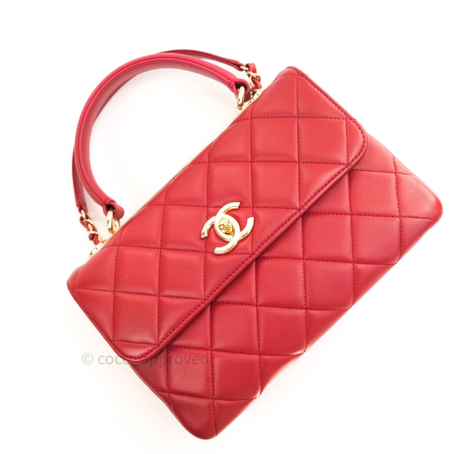 Chanel Quilted Small Trendy CC Flap Bag Red Lambskin Gold Hardware