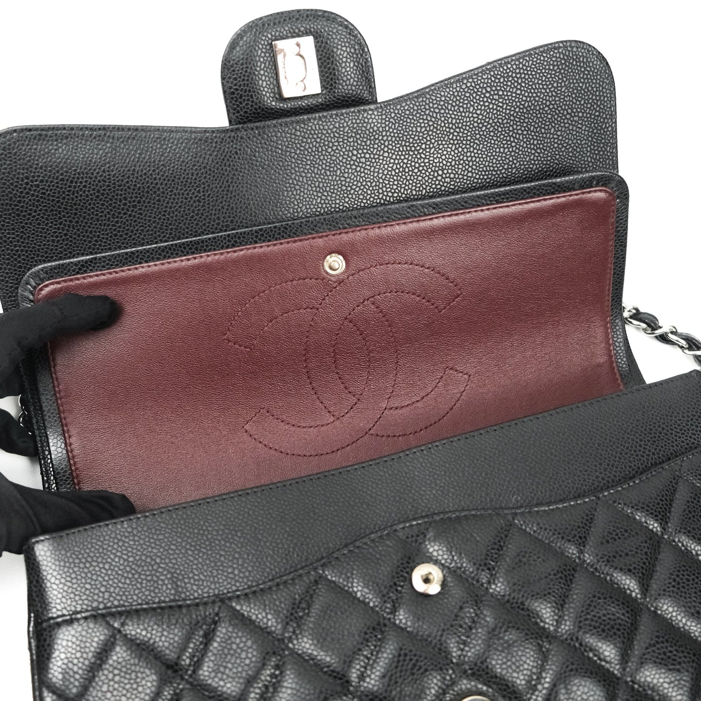 Chanel Jumbo Double Flap Black Caviar Silver Hardware⁣⁣