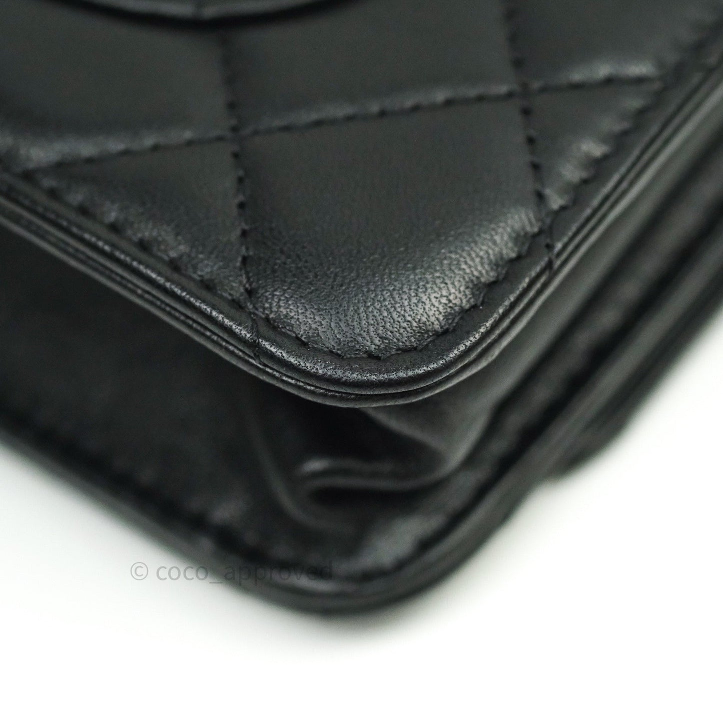 Chanel Quilted Wallet on Chain WOC Black Lambskin Beige Hardware