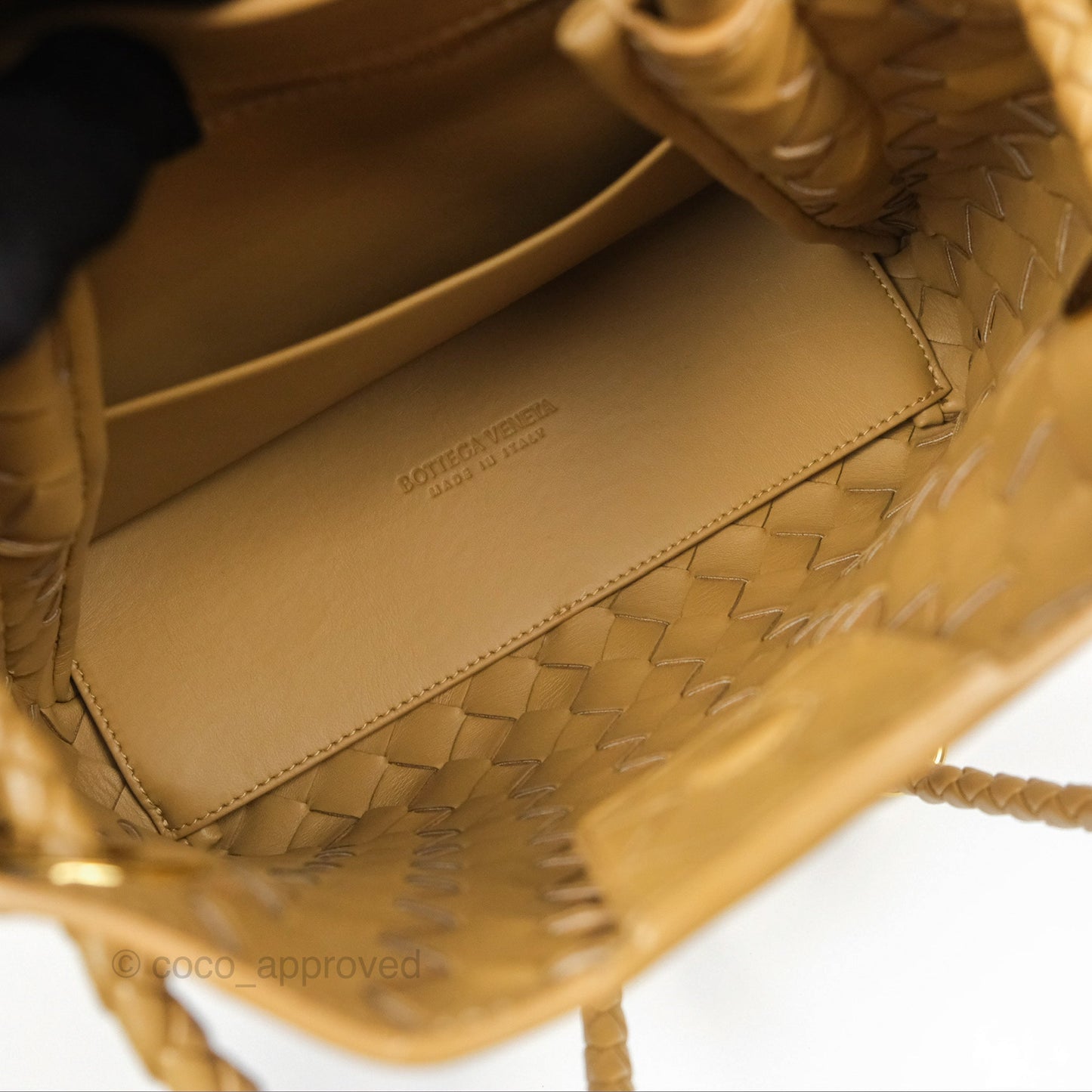 Bottega Veneta Small Andiamo Bag Dark Praline Intrecciato Lambskin