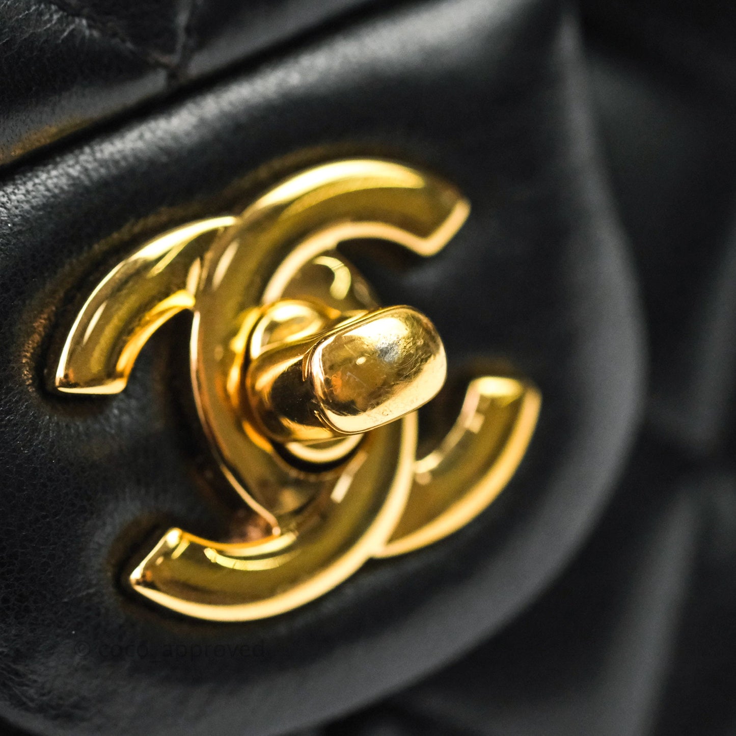 Chanel Classic M/L Medium Double Flap Bag Black Lambskin Gold Hardware