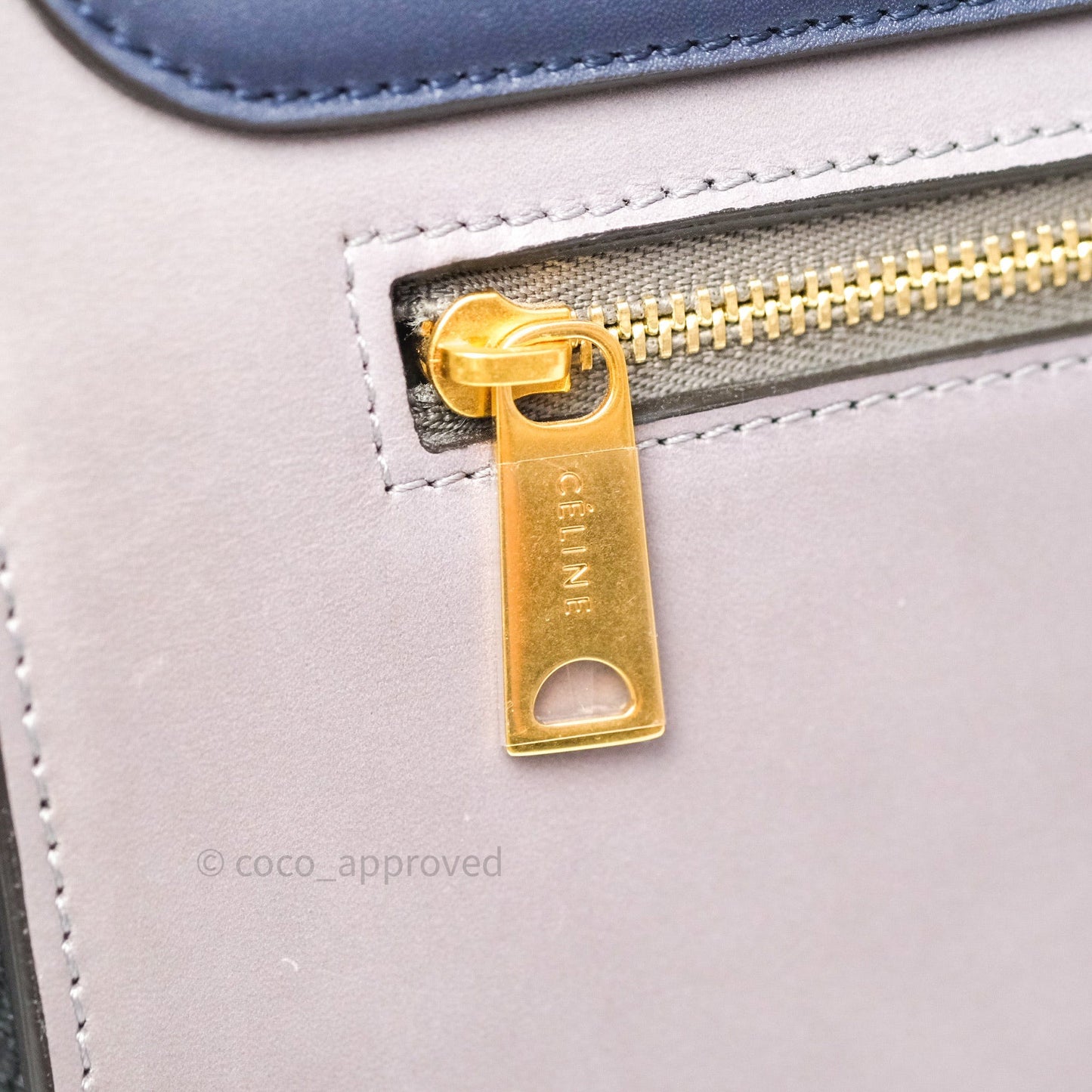 Celine Sleek Calfskin Small Tri-Color Trapeze Dark Blue