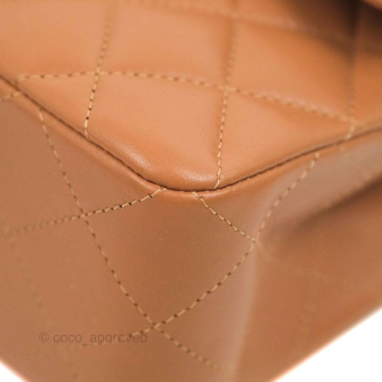 Chanel Small Classic Quilted Flap Dark Beige Caramel Lambskin Gold Hardware