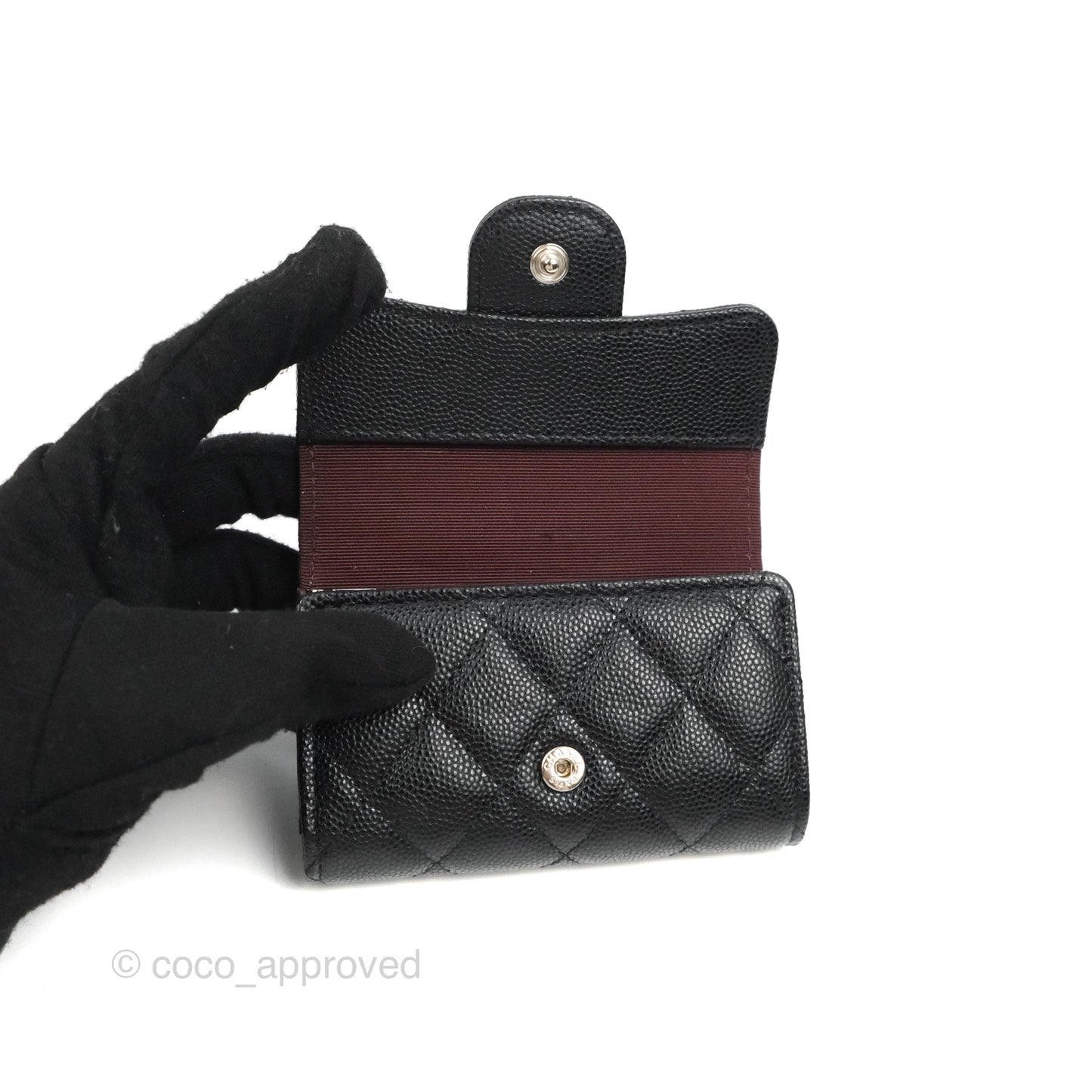 Chanel Quilted Classic 4 Key Holder Wallet Black Caviar Silver Hardware