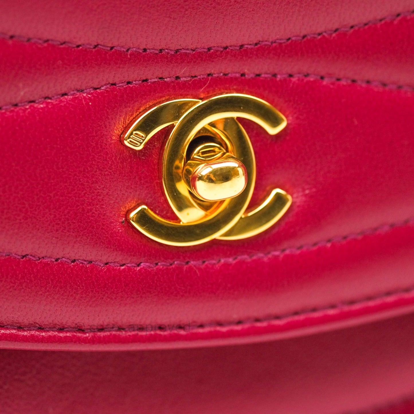 Chanel Vintage Dark Red Pink Lambskin 24K Gold Hardware