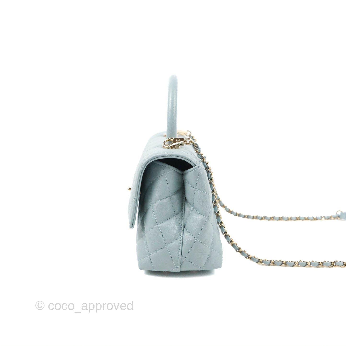 Chanel Small Coco Handle Blue Caviar Gold Hardware