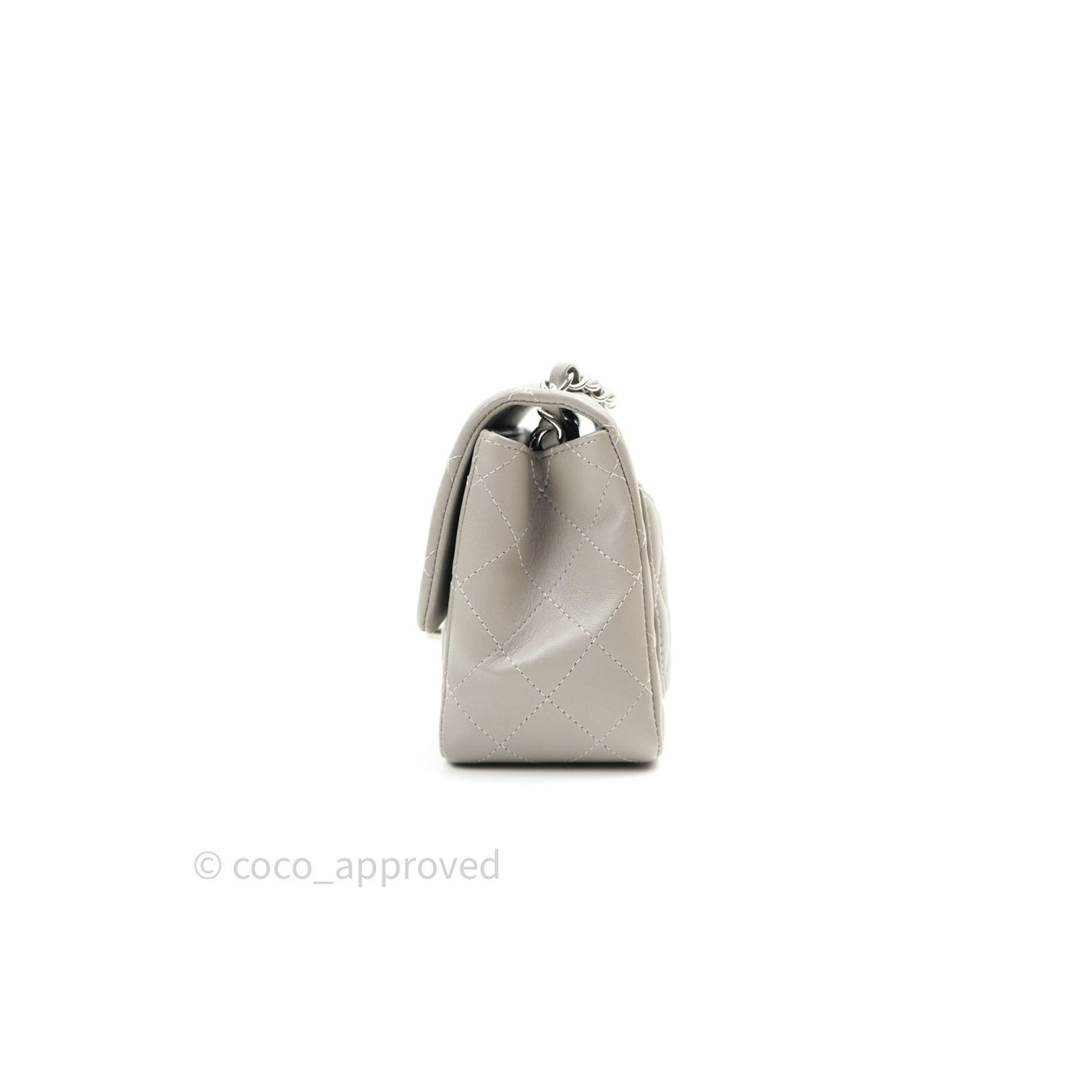 Chanel Mini Square Grey Lambskin Silver Hardware 19B