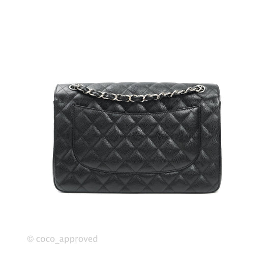 Chanel Jumbo Double Flap Black Caviar Silver Hardware⁣⁣