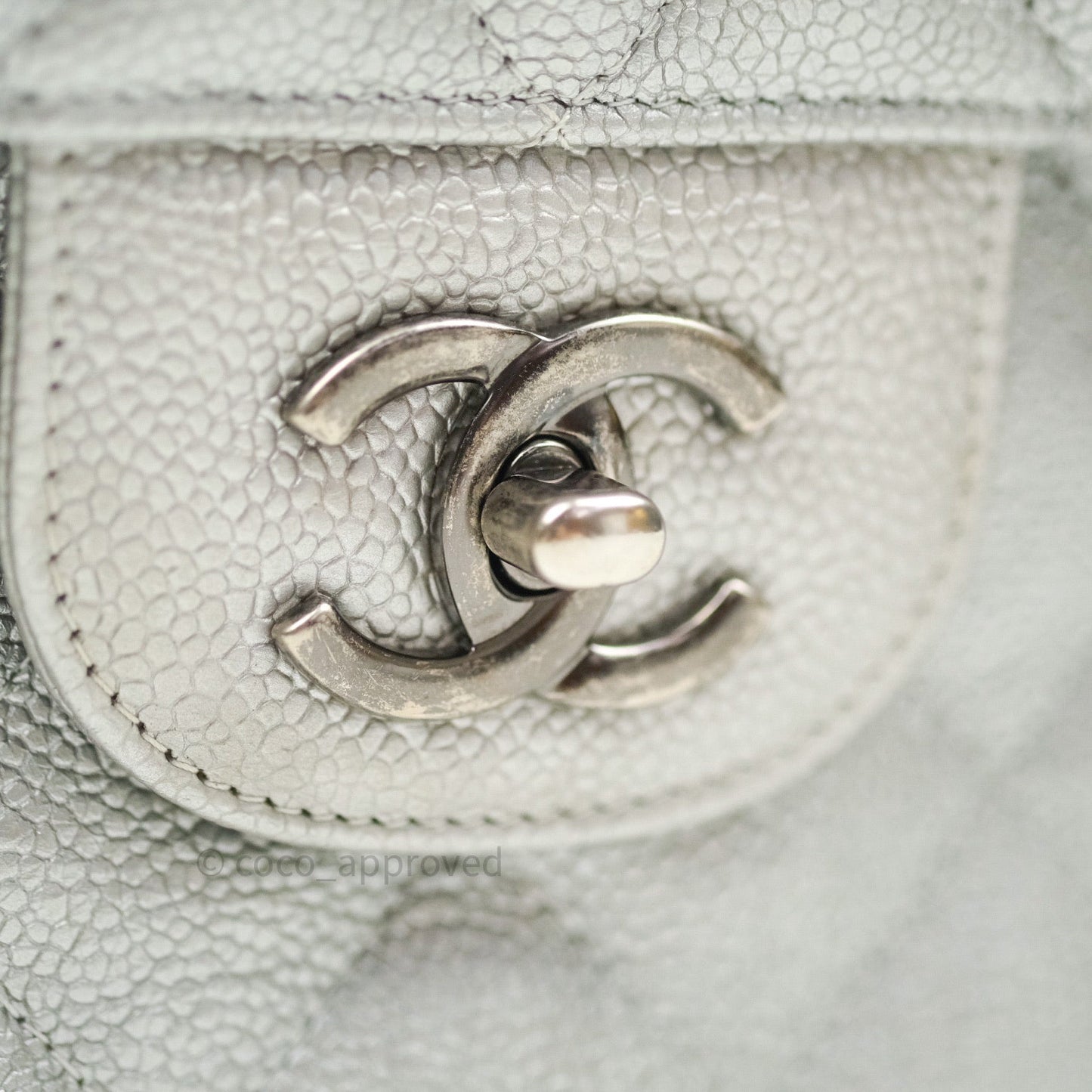 Chanel Jumbo Double Flap Silver Caviar Ruthenium Hardware⁣⁣