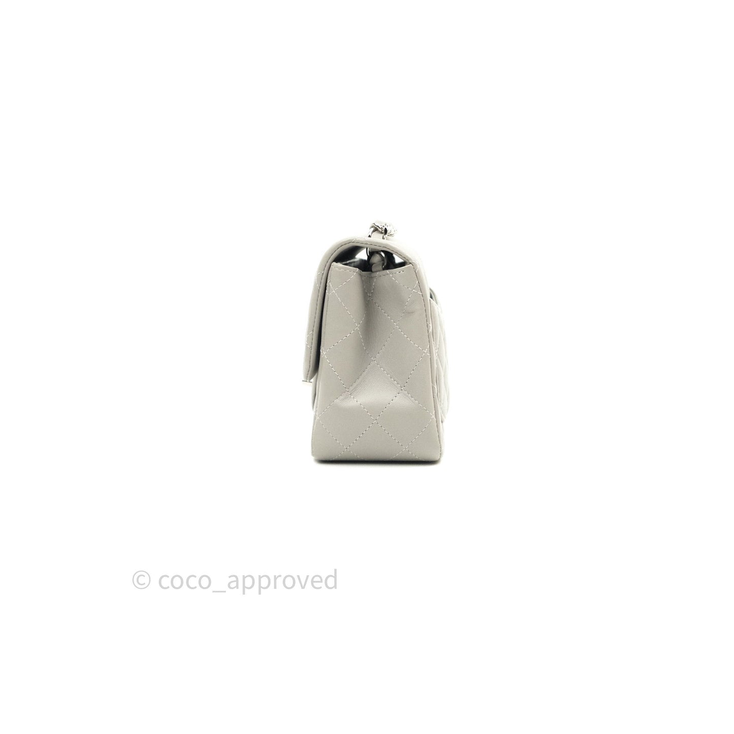Chanel Mini Square Grey Lambskin Silver Hardware 19B