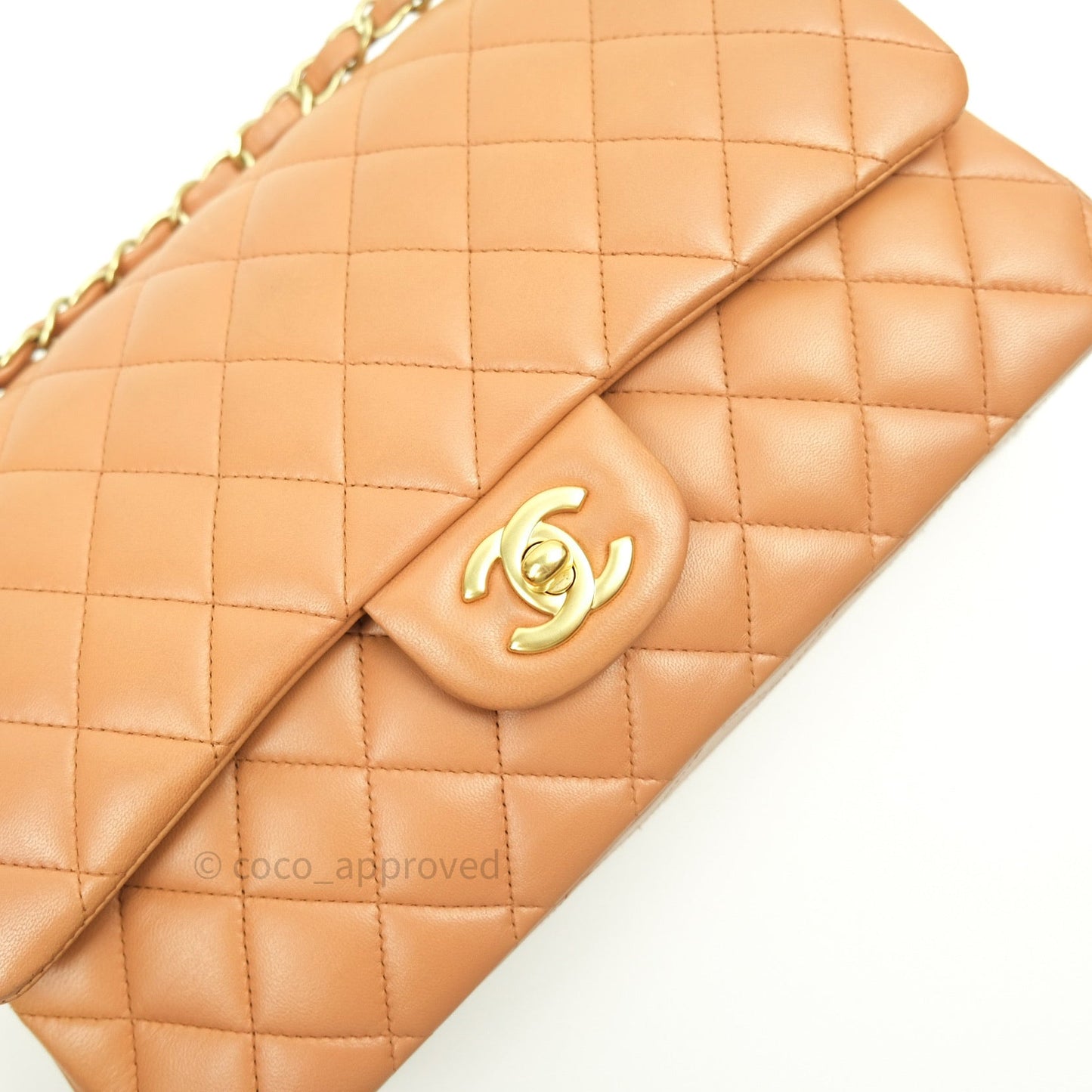 Chanel Classic M/L Beige Lambskin Gold Hardware